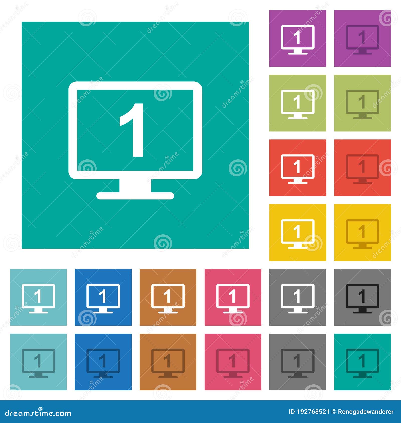 primary display square flat multi colored icons
