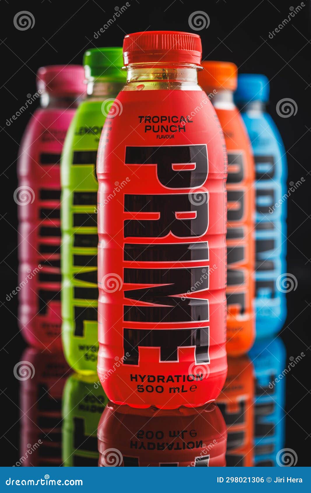 Prime Energy Drink . Bottle Drink on Black Table Editorial Photo