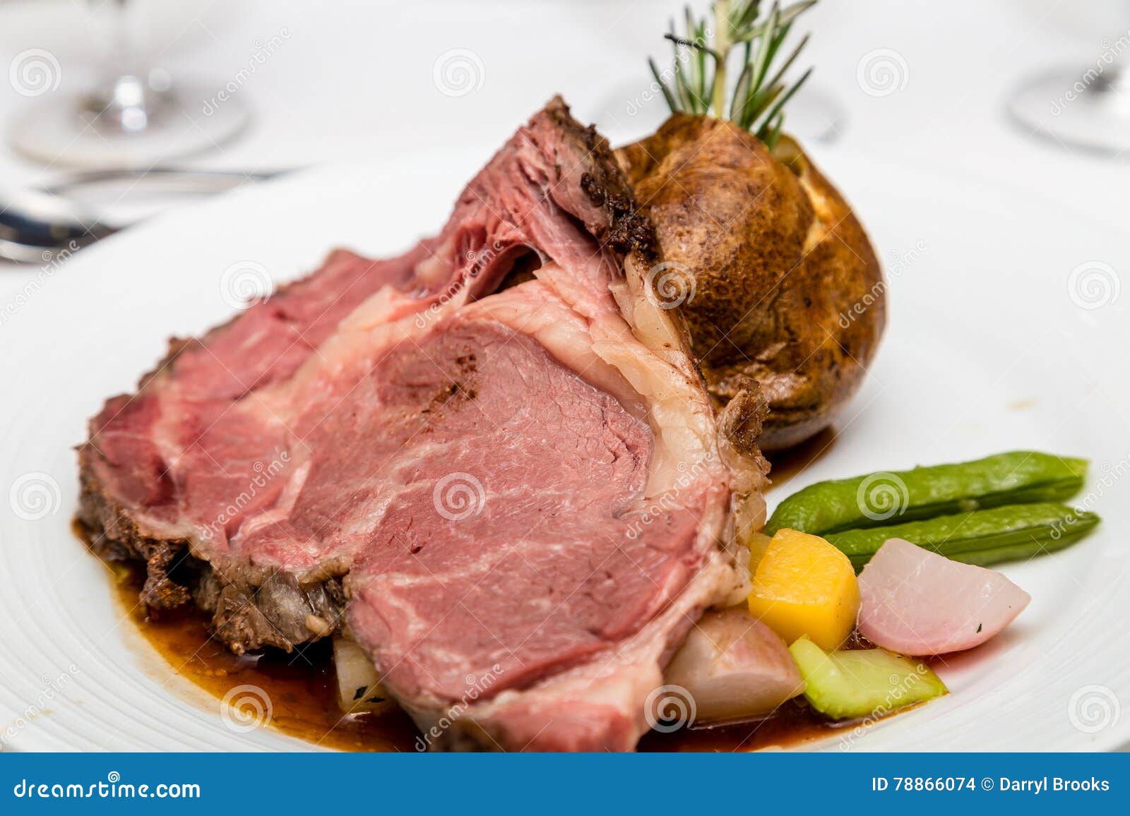 Prime Rib With Potato And Vegetables Stock Photo Image Of Roasted Plate 78866074