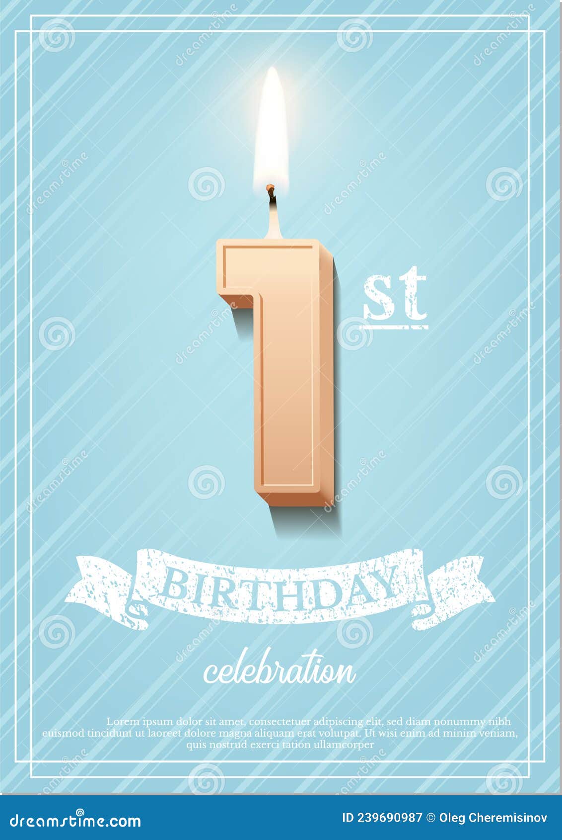 Primer Año Celebración Del Primer Aniversario Tarjeta De Felicitación De  Cumpleaños Para La Vela Bebé 3d Ilustración del Vector - Ilustración de vela,  fuente: 239690987