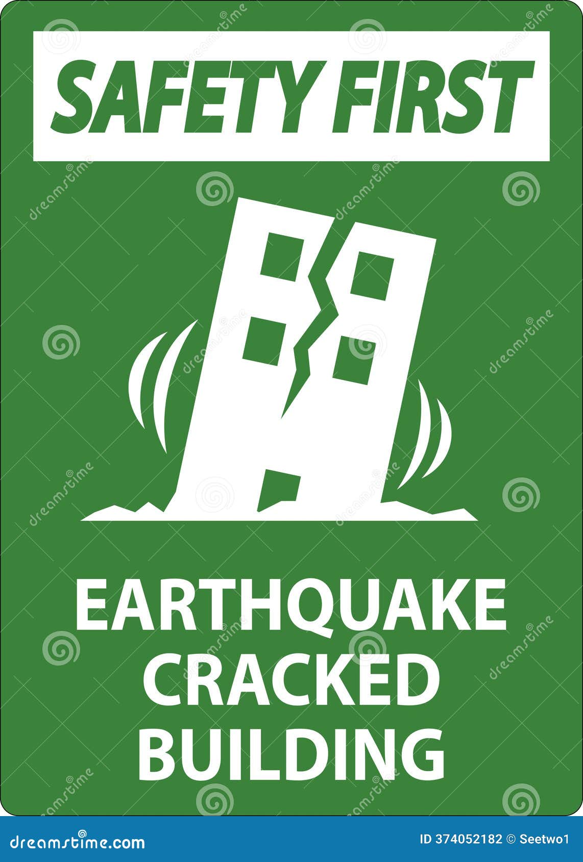 Primer Signo De Seguridad Del Terremoto Con Edificio Roto Ilustración del  Vector - Ilustración de muestra, agrietado: 374052182, image size:1142x1690