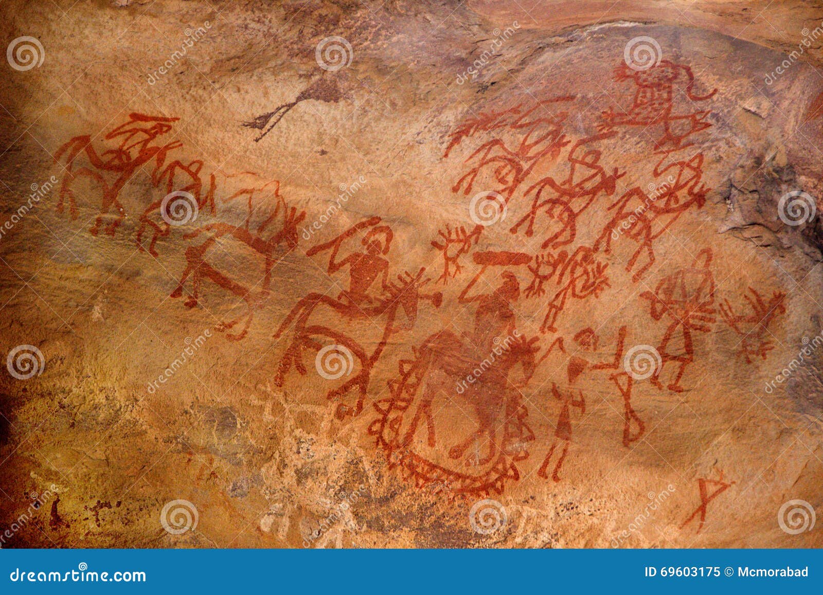 primitive art on cave wall