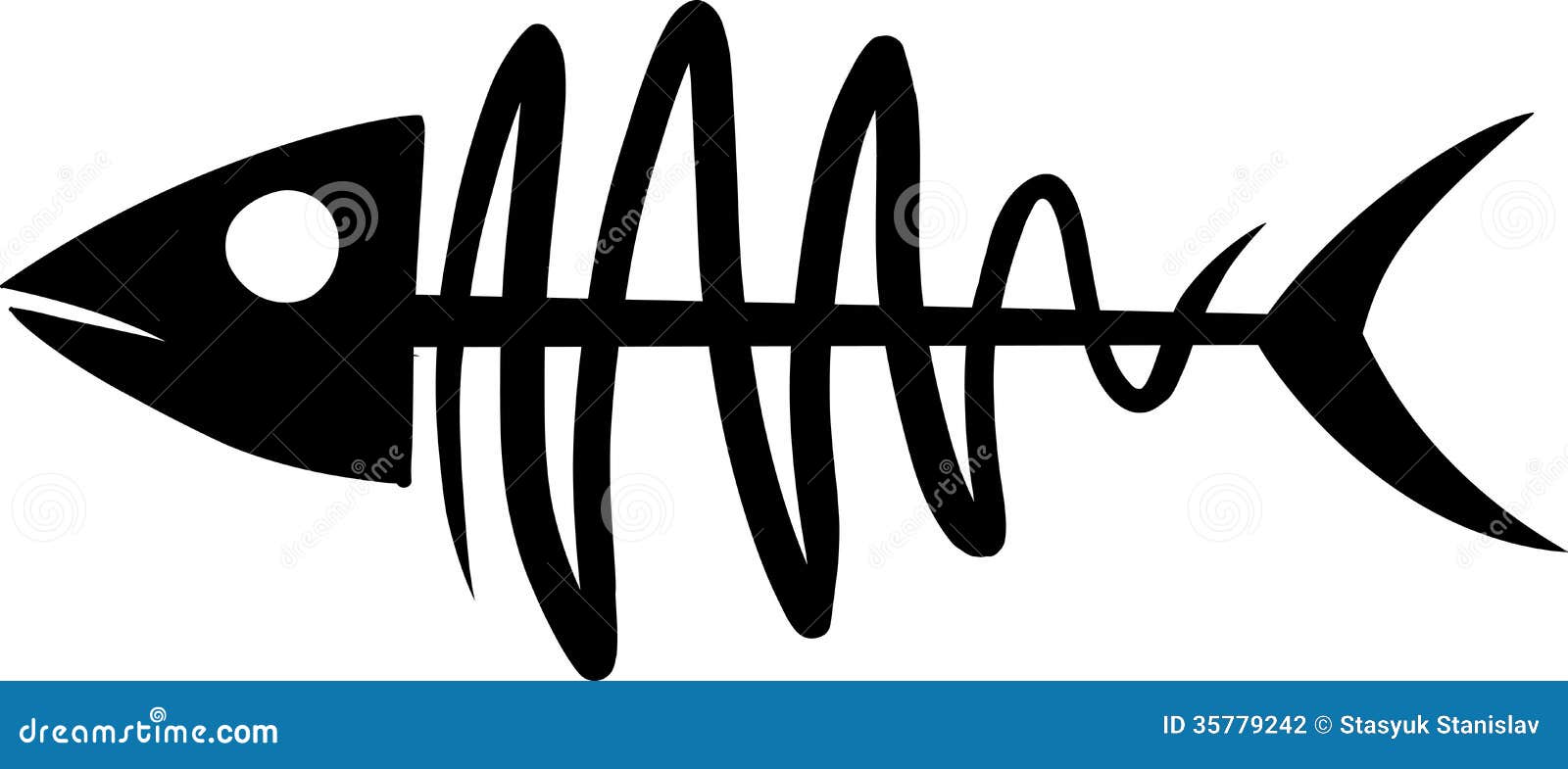 Download Primitive fish skeleton stock vector. Image of icon, black ...