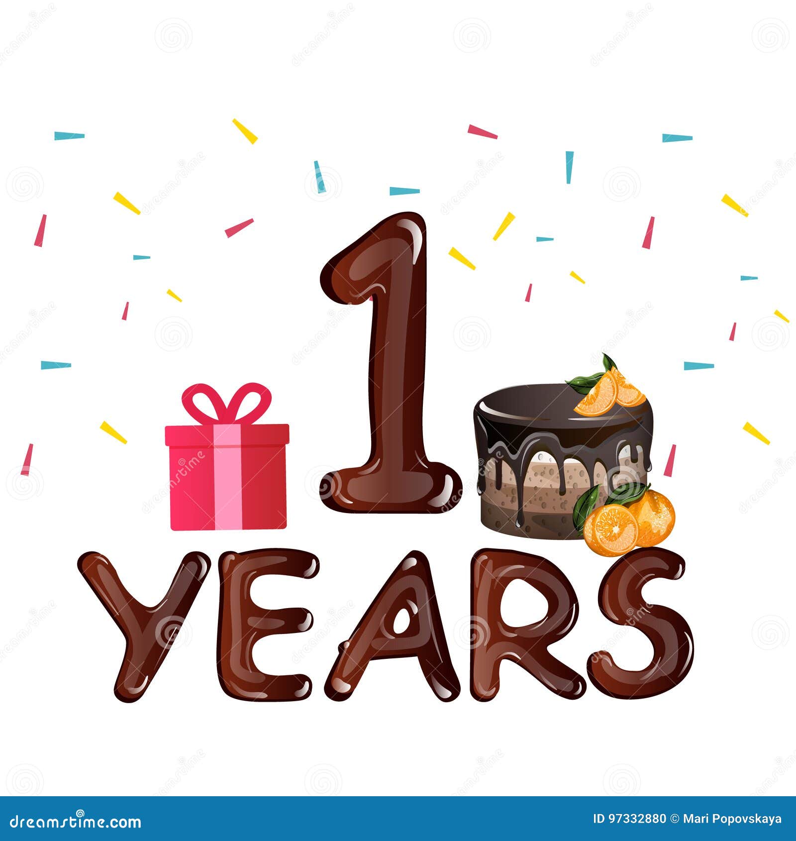 Primo Compleanno Del Biglietto Di Auguri Per Il Compleanno Con Il Dolce Di Cioccolato Illustrazione Vettoriale Illustrazione Di Annuncio Saluto 9733