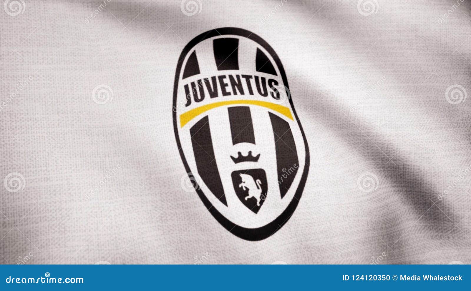 Primo Piano Della Bandiera D'ondeggiamento Con Il Logo Del Club Di Calcio  Di FC Juventus, Ciclo Senza Cuciture Animazione Editori Immagine Editoriale  - Immagine di tessile, bandiera: 124120350