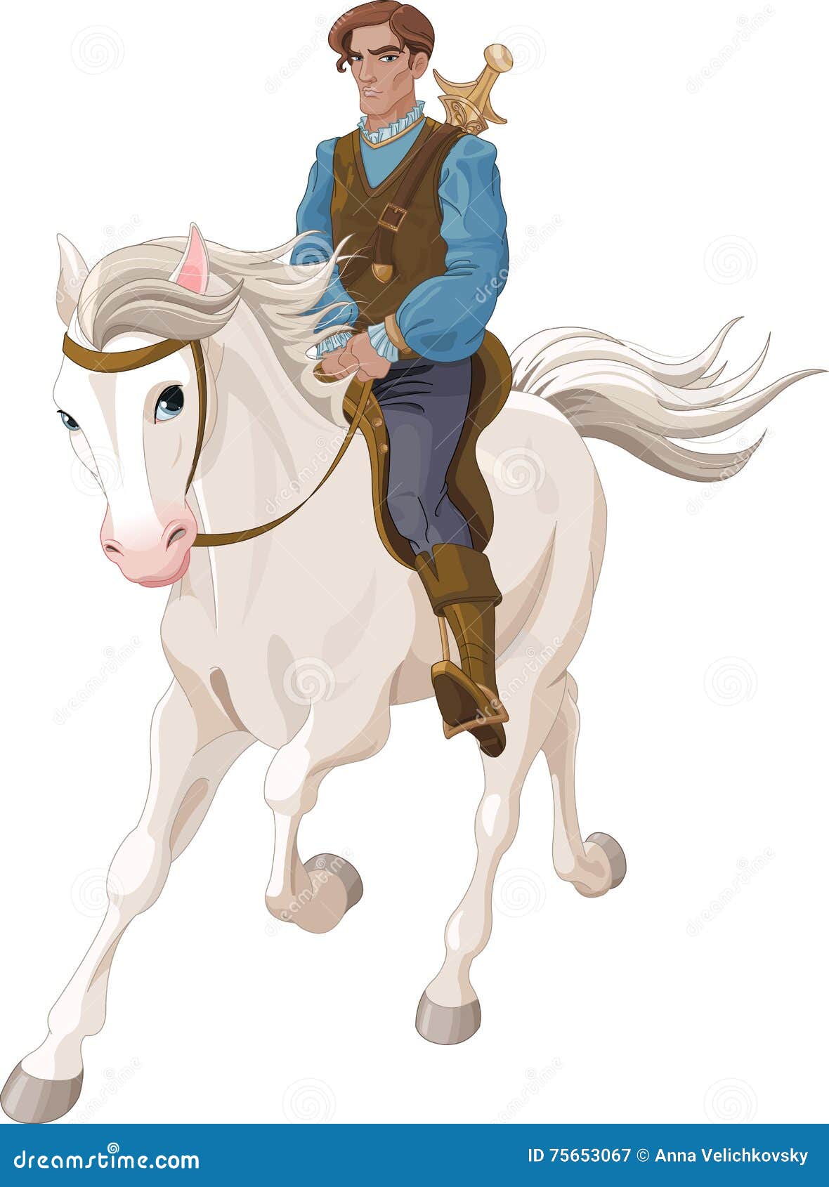 Prince Charming Riding on a Horse Stock Vector - Illustration of armor ...