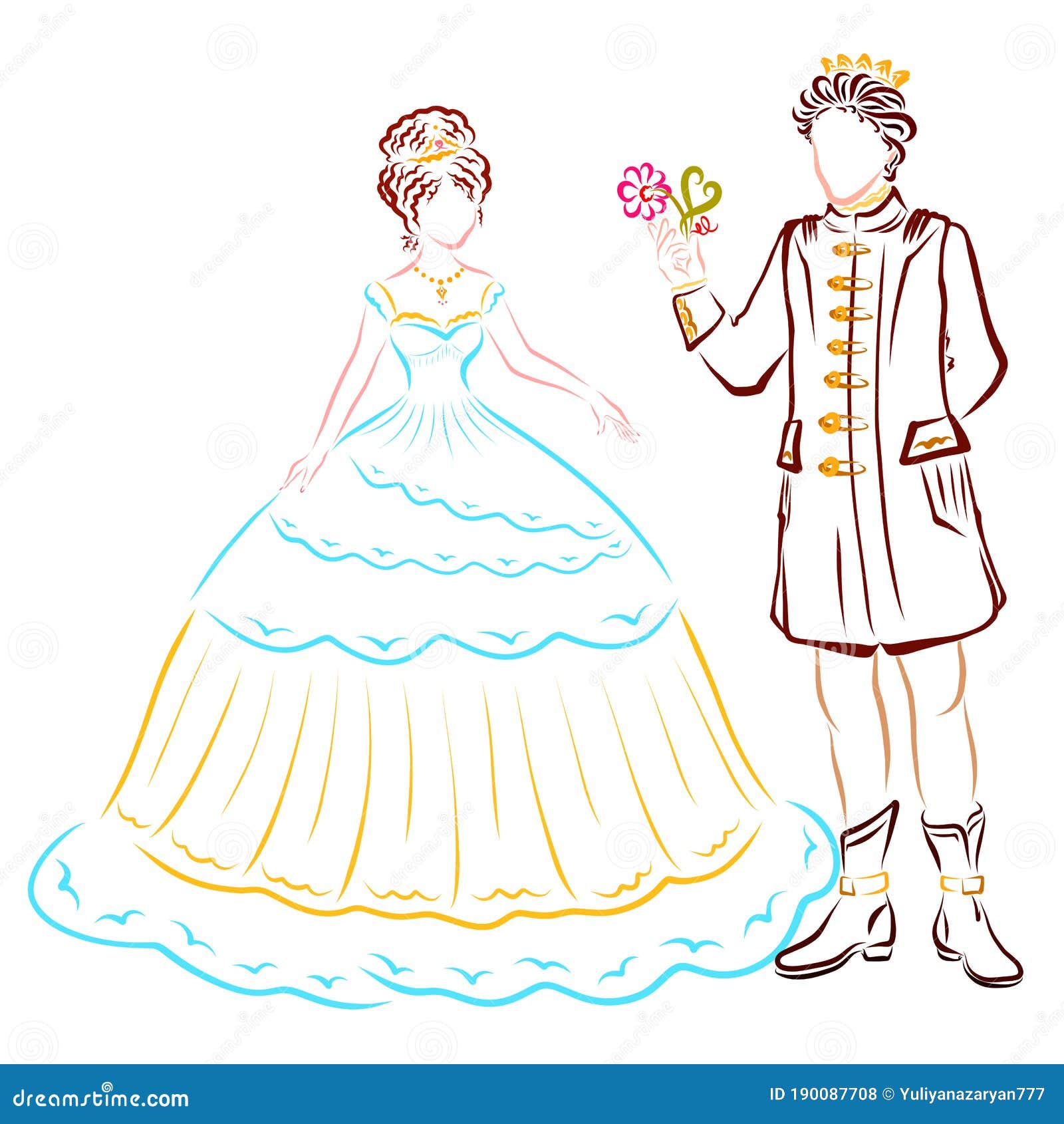 Prince Gives The Princess A Flower With A Heart Stock Illustration Illustration Of Design Courtship