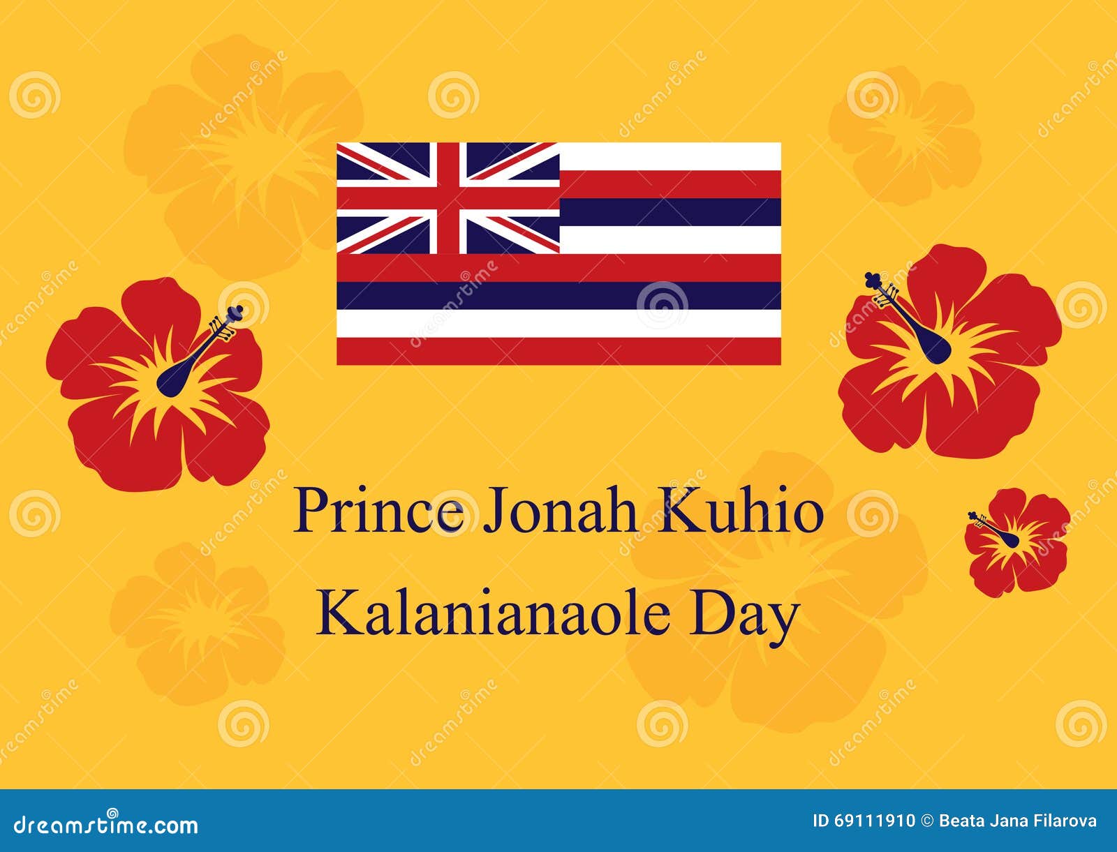Prince Jonah Kuhio Kalanianaole Day Vector Stock Illustration