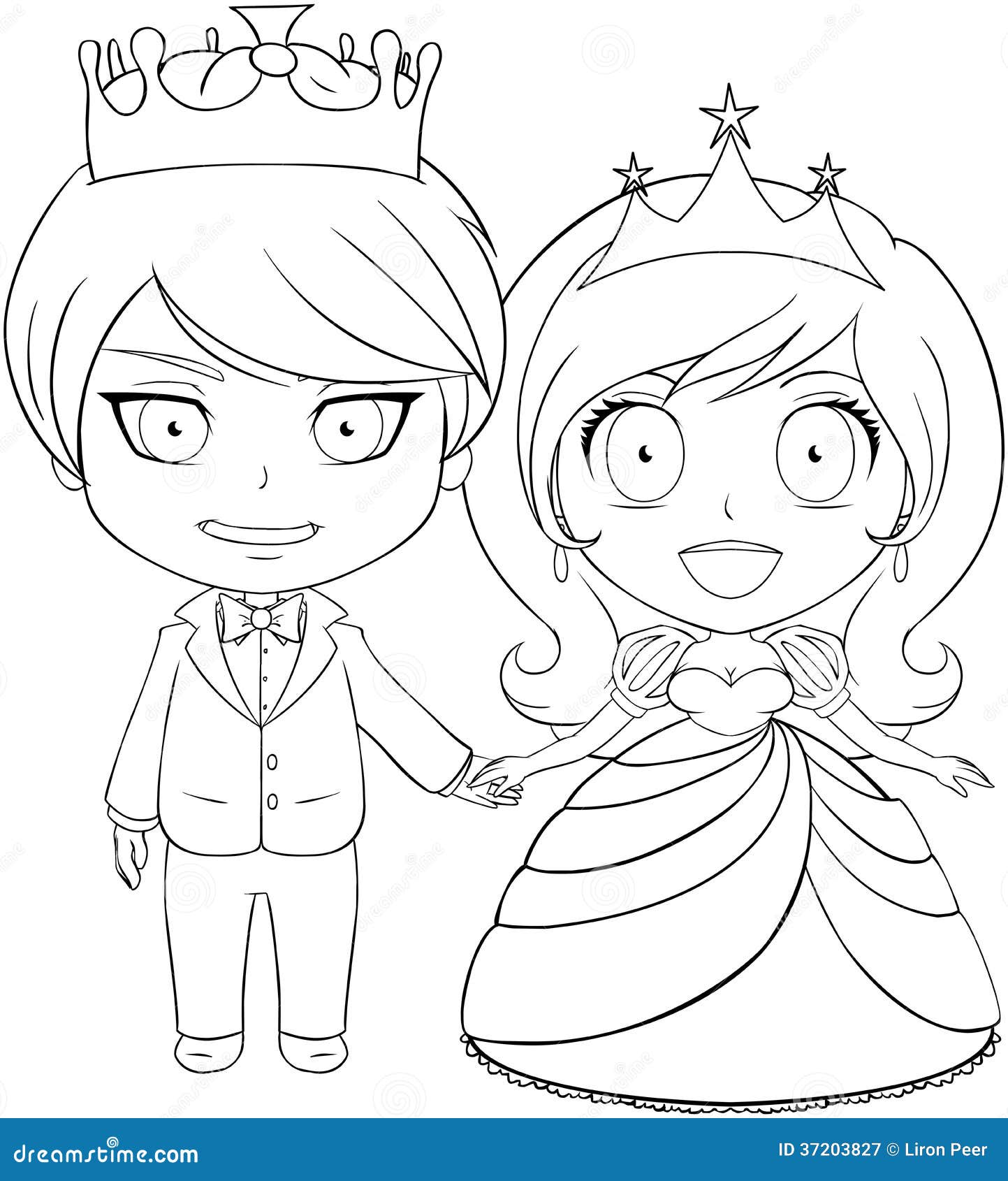 Prince and Princess Coloring Page 20 Stock Vector   Illustration of ...