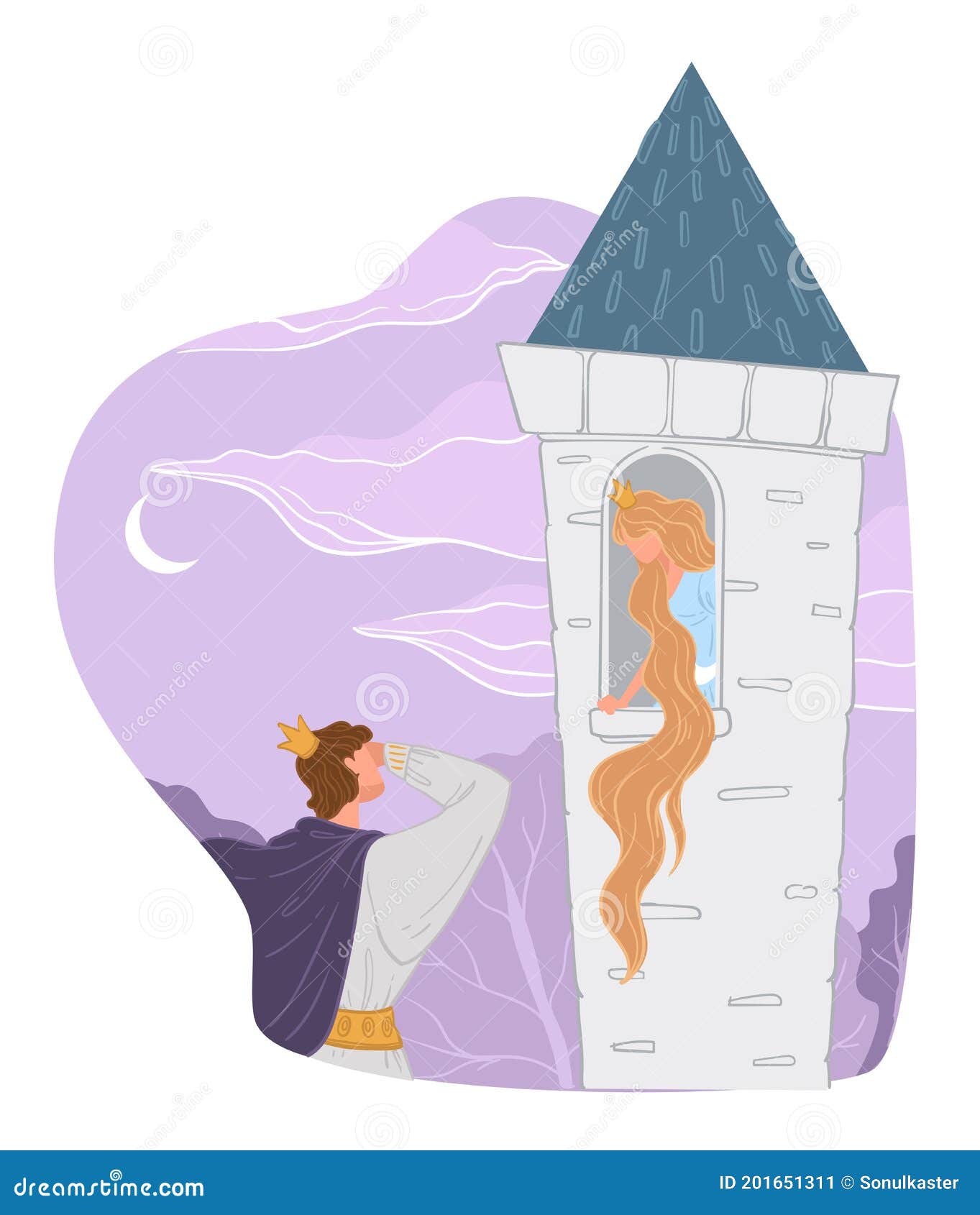 Prince and Princess with Long Hair in Tall Tower Stock Vector - Illustration of pretty, girl: 201651311 Prince and Princess with Long Hair in Tall Tower Stock Vector - Illustration of pretty, girl: 201651311