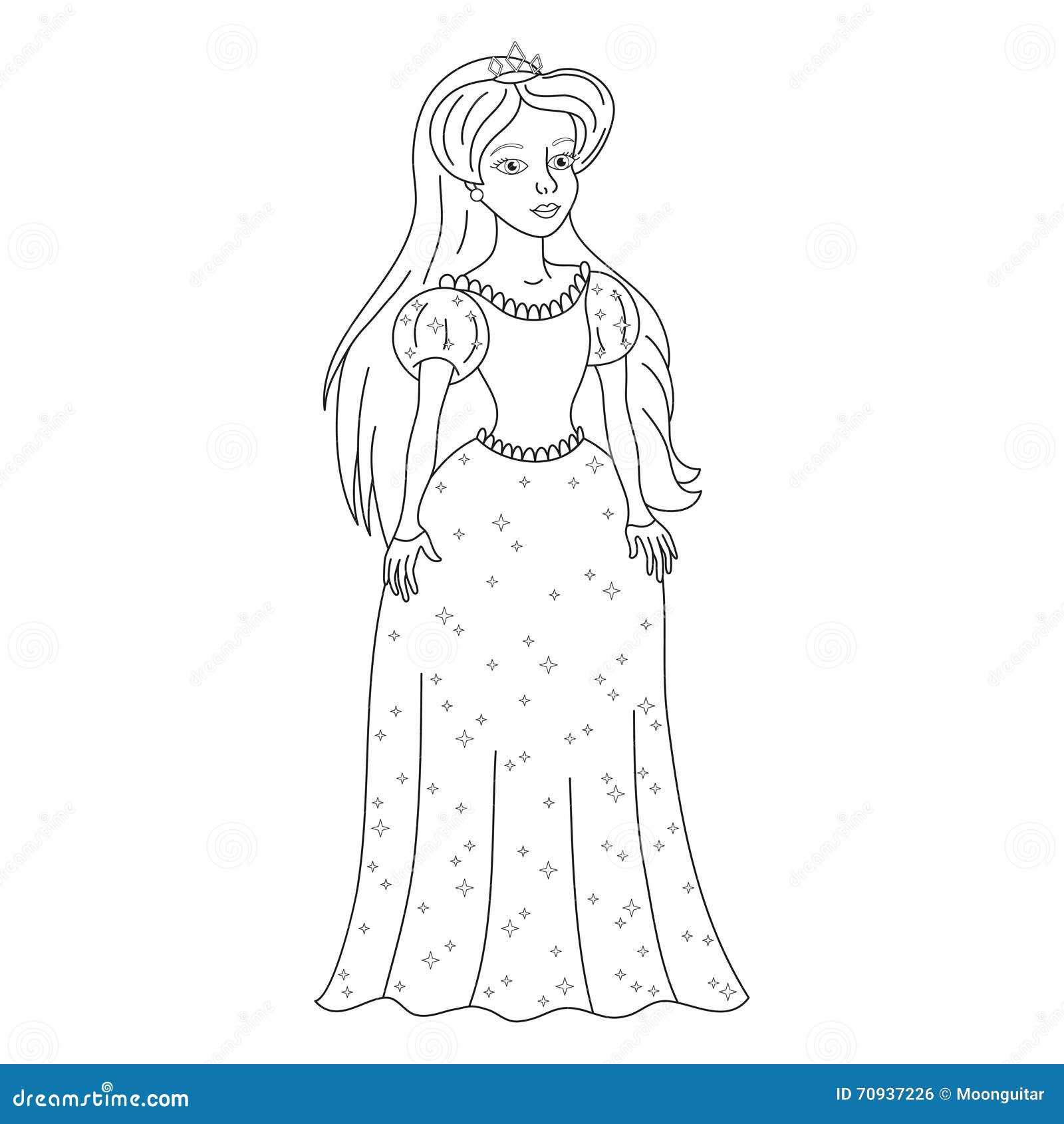 Desenho de Princesa em seu vestido de casamento para colorir