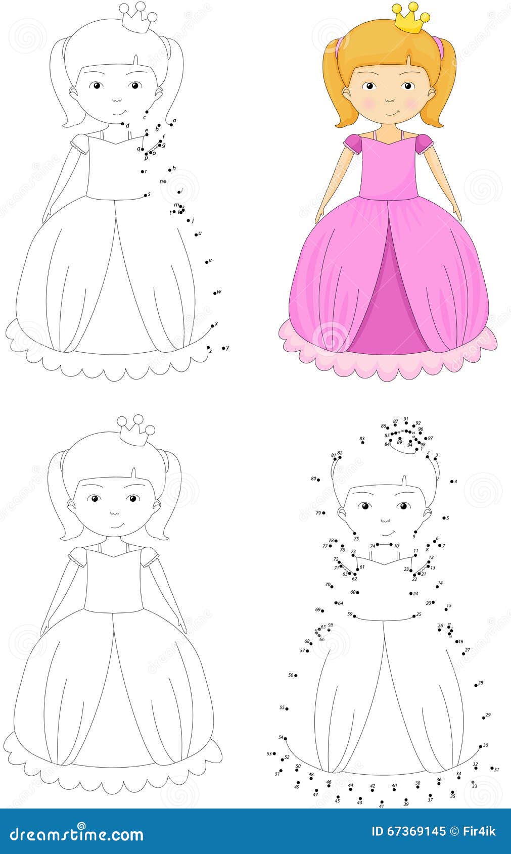 Princesa Dos Desenhos Animados Livro Para Colorir E Ponto Para Pontilhar O  Jogo Para Crianças Ilustração do Vetor - Ilustração de siga, alfabeto:  67369145