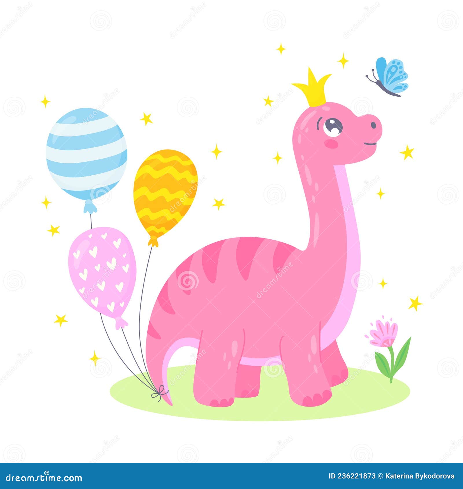 Personagem de desenho animado de dinossauro rosa doce