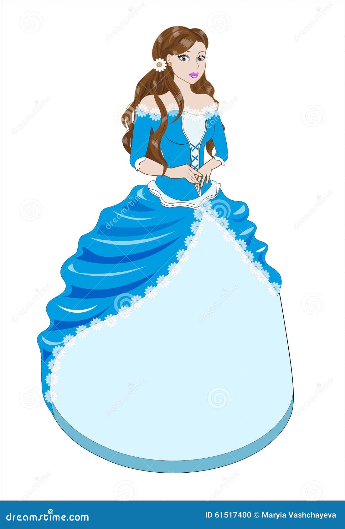 Princesa La Morenita En Un Vestido Azul Ilustración del Vector -  Ilustración de brillo, boda: 61517400