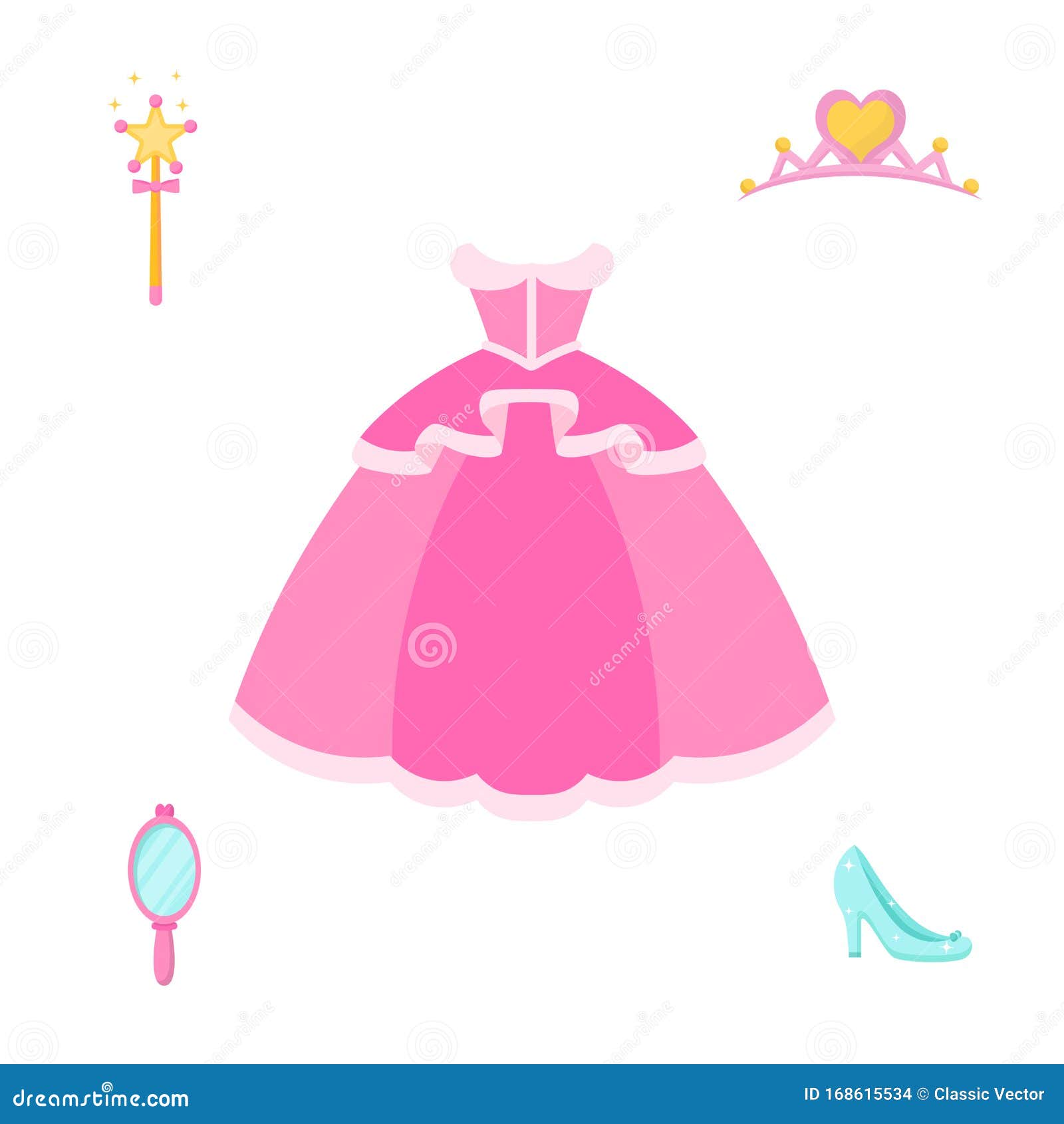 Princess Accessories Vector Illustrations Set Stock Vector ...