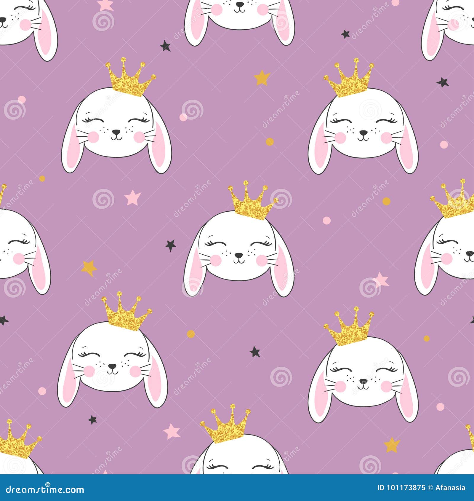 princess bunny seamless pattern.