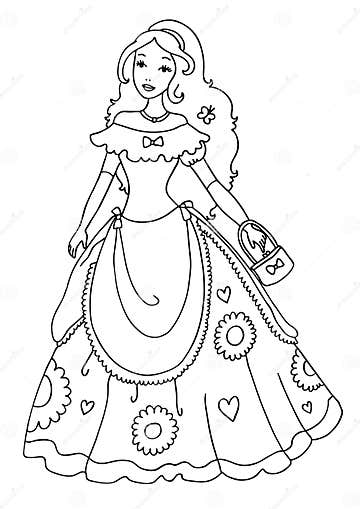 Princess Coloring Page stock illustration. Illustration of material ...