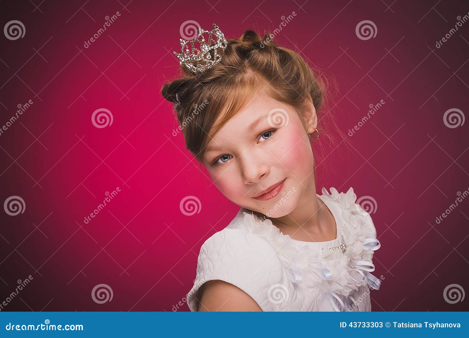 Princess. Crown. Little Girl in Studio. Stock Image - Image of closeup ...