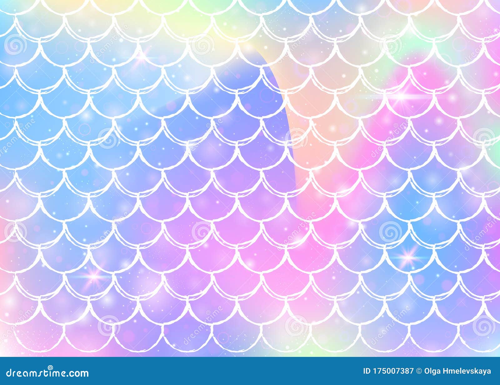 Princess Mermaid Background with Kawaii Rainbow Scales Pattern. Stock ...