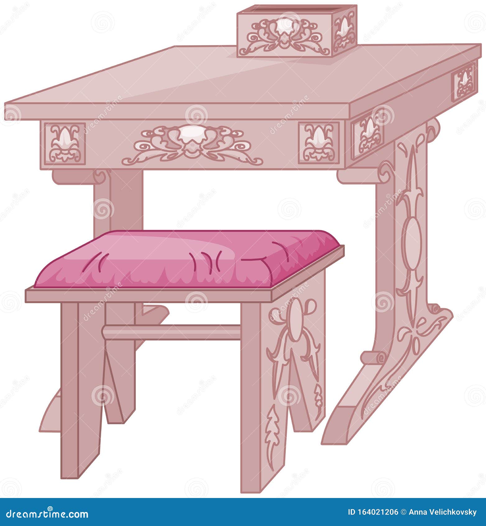 Princess Student Desk And Chair Stock Vector Illustration Of