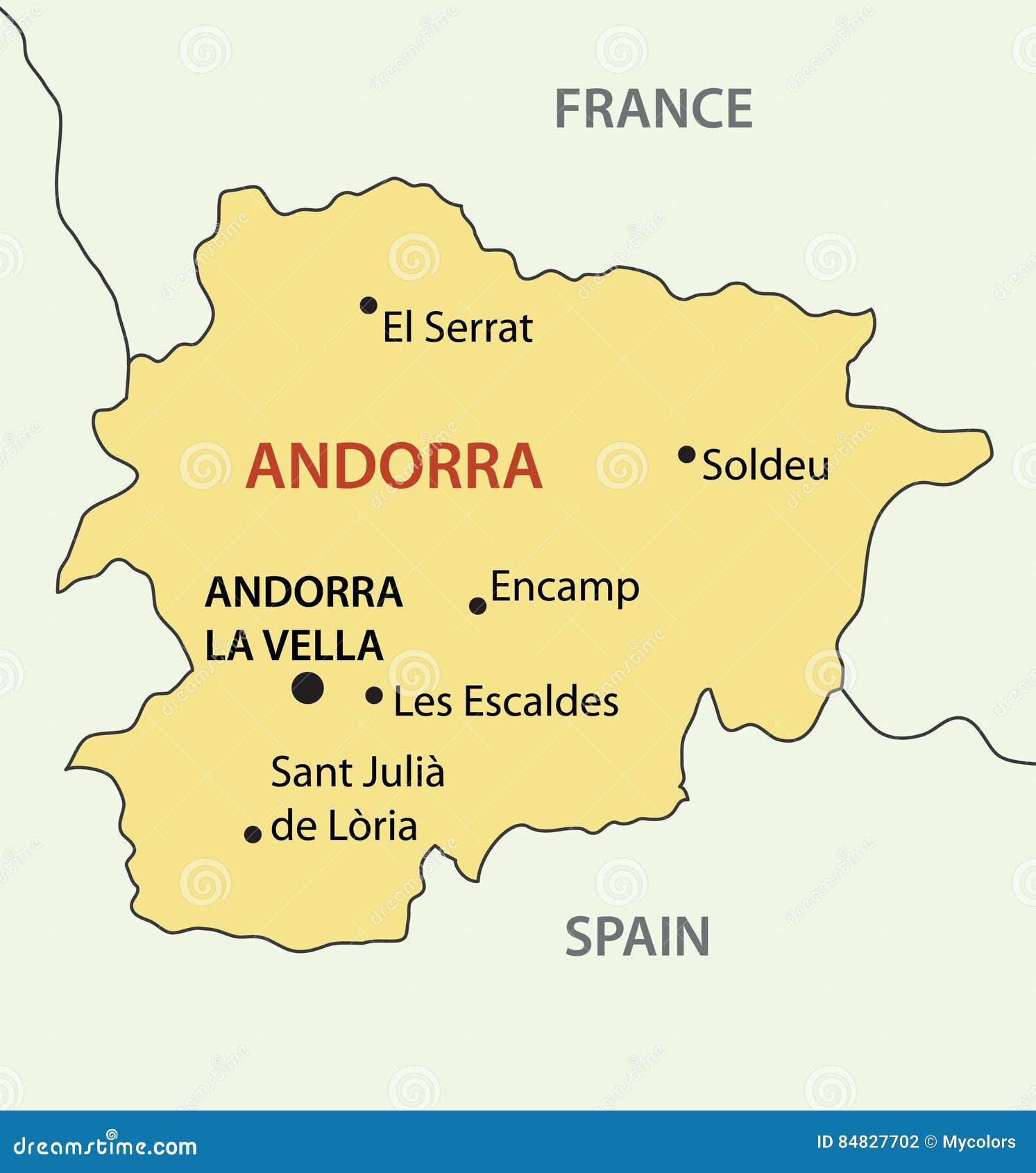Principato Dell&#39;Andorra - Mappa Di Vettore Illustrazione Vettoriale - Illustrazione di dichiari, valle: 84827702