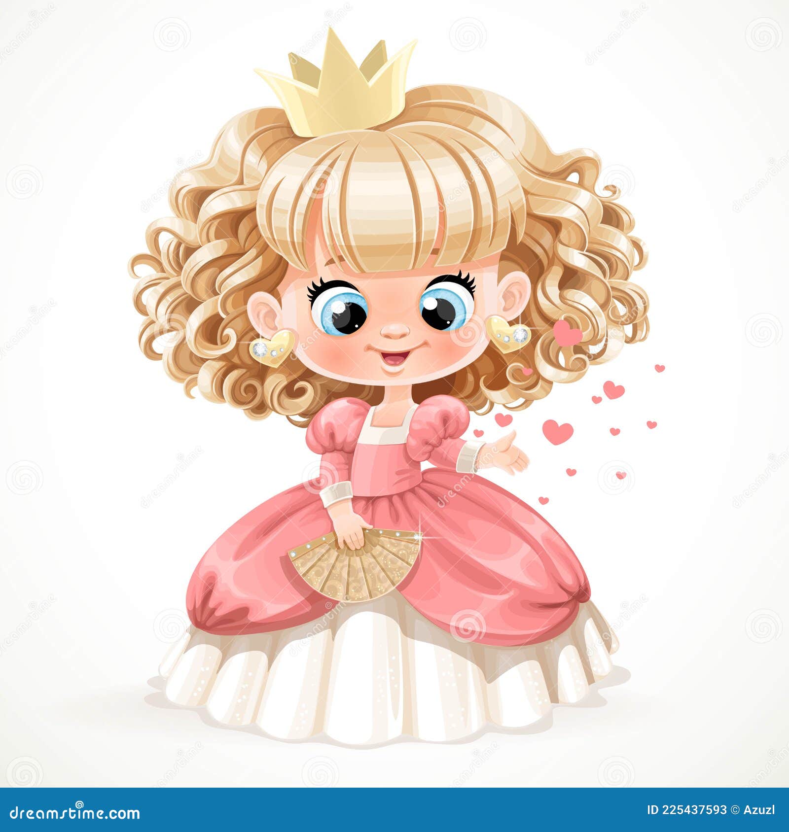 Principessa carina con bella acconciatura bambina in abito corona sulla  testa personaggio divertente illustrazione per bambini poster vivaio