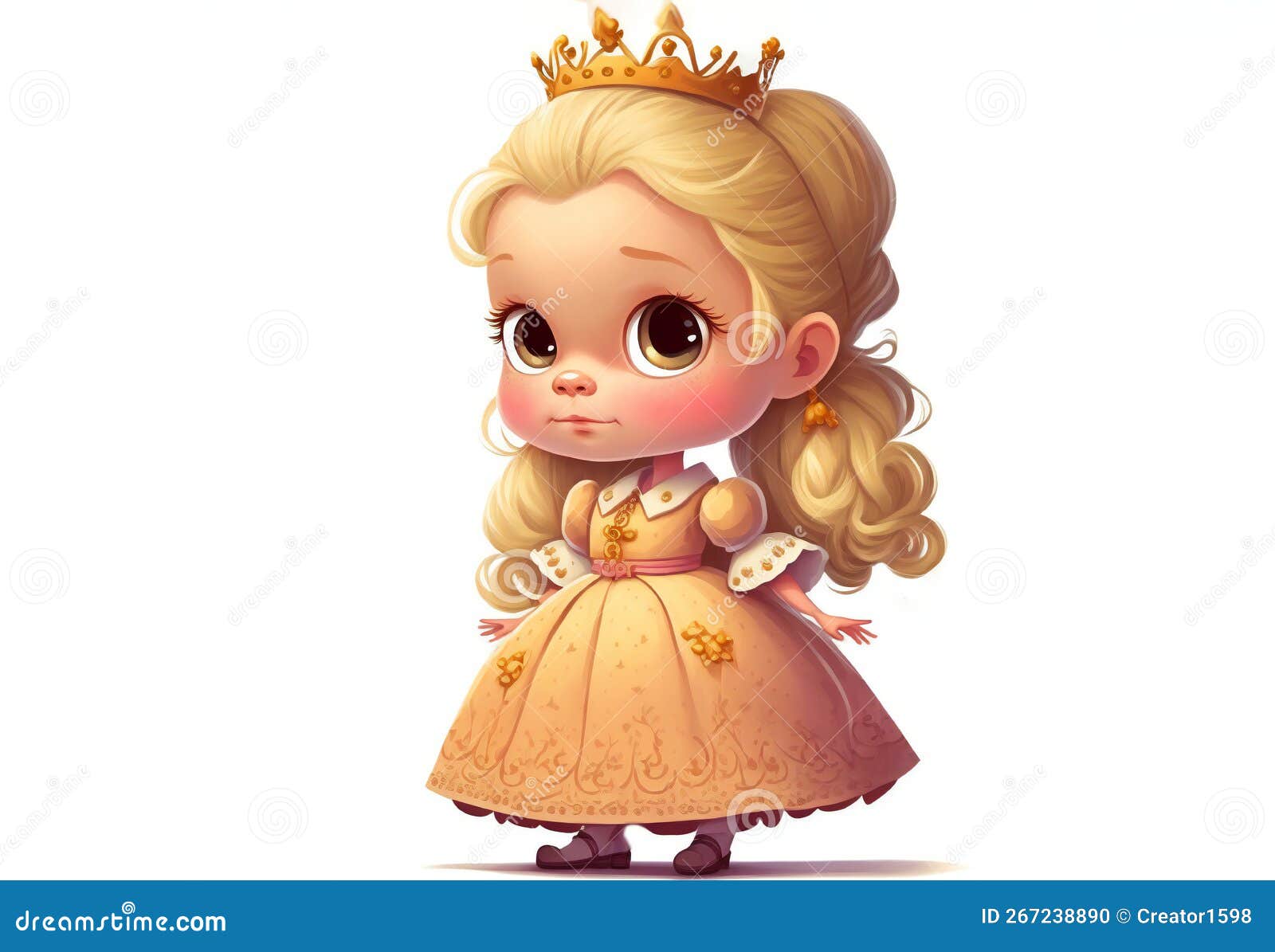 Principessa carina con bella acconciatura bambina in abito corona sulla  testa personaggio divertente illustrazione per bambini poster vivaio