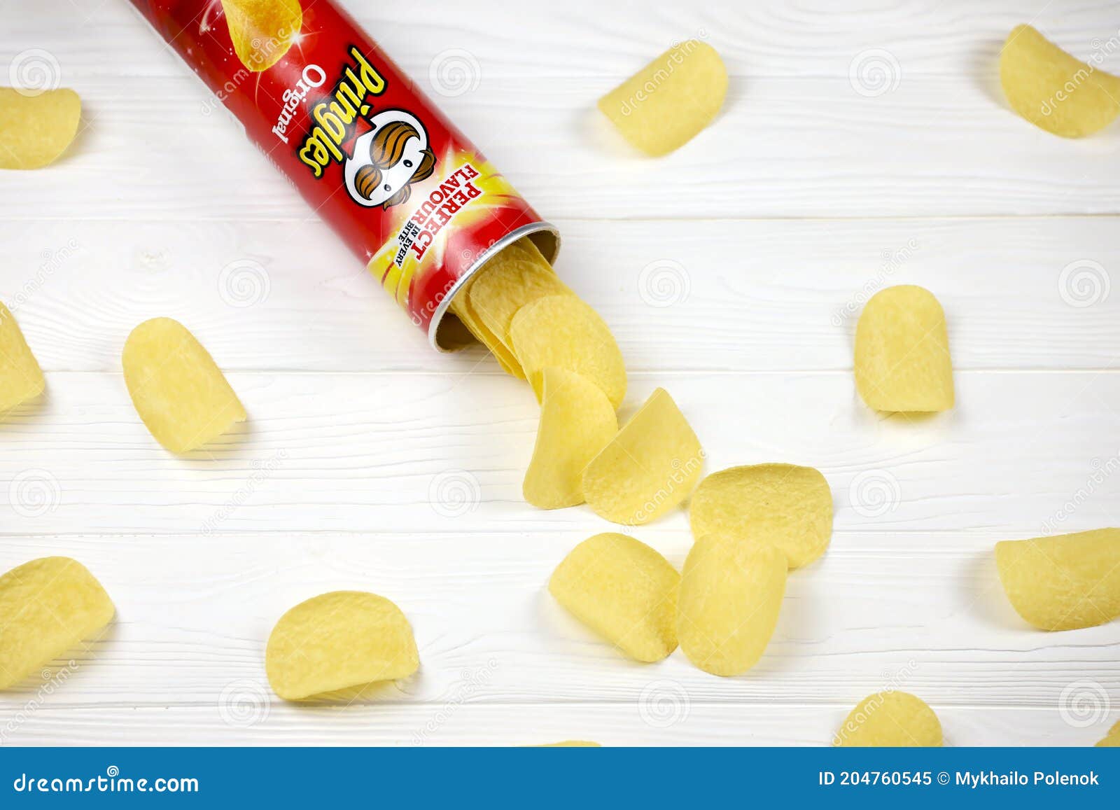 Pringles Original Flavour. Cardboard Tube Can with Pringles Potato