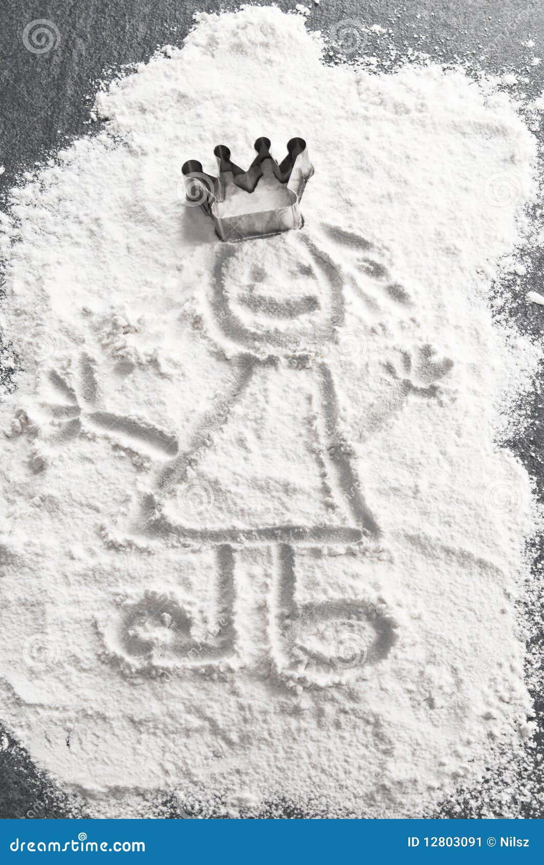 Prinses in bloem met de kroon van de bakselschotel. De prinses van Stickman in bloem met de kroon van de bakselschotel