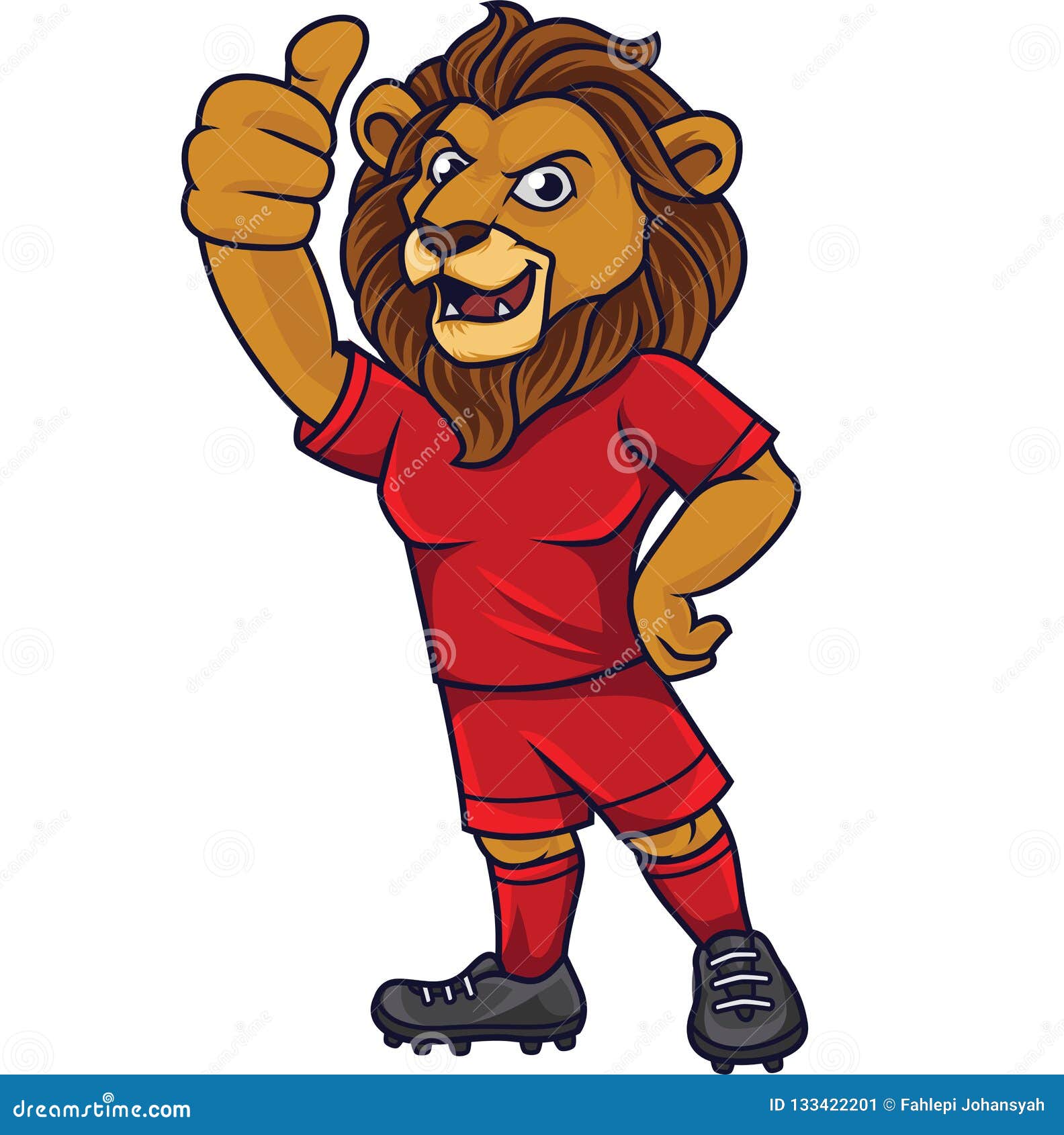 Cartoon Lion Soccer Mascot Showing Thumb Up Stock Vector Illustration