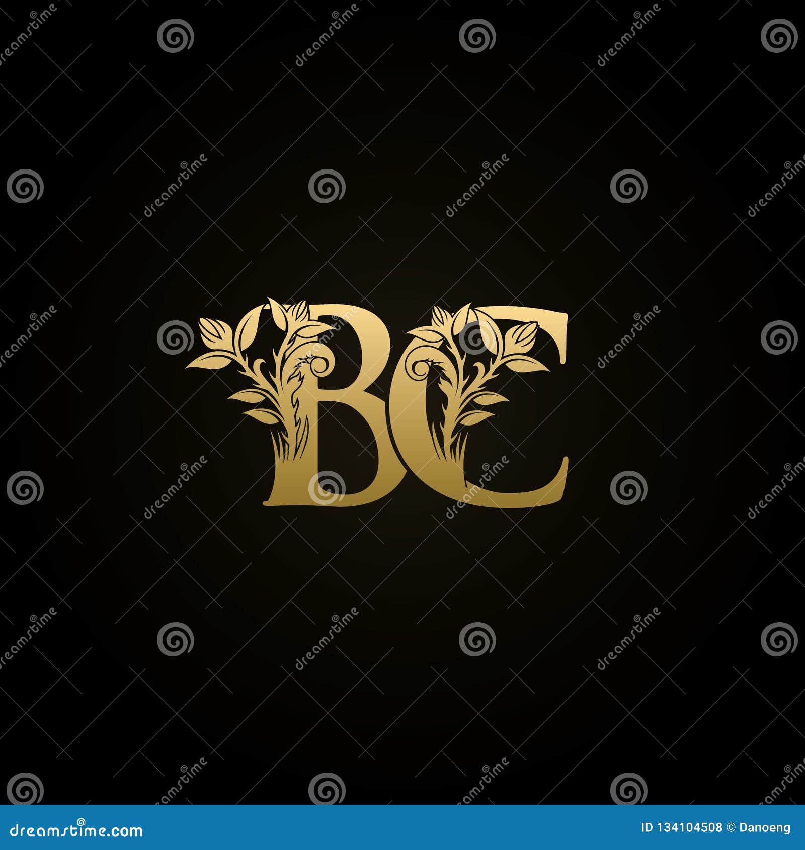 Gold Luxury Floral Crests BC Letter Logo Stock Illustration ...