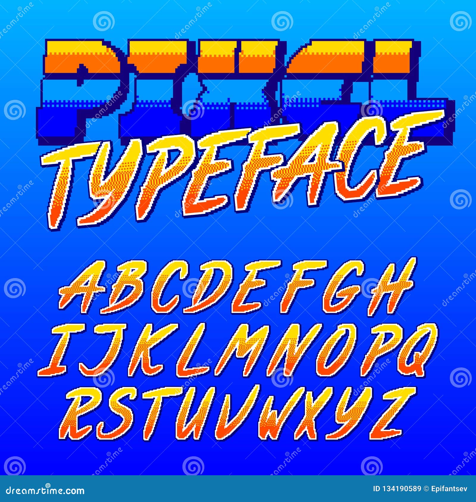 Pixel Typeface. Retro Arcade Game Alphabet Font. Uppercase Script Letters  Stock Vector - Illustration of pixel, letters: 134190589