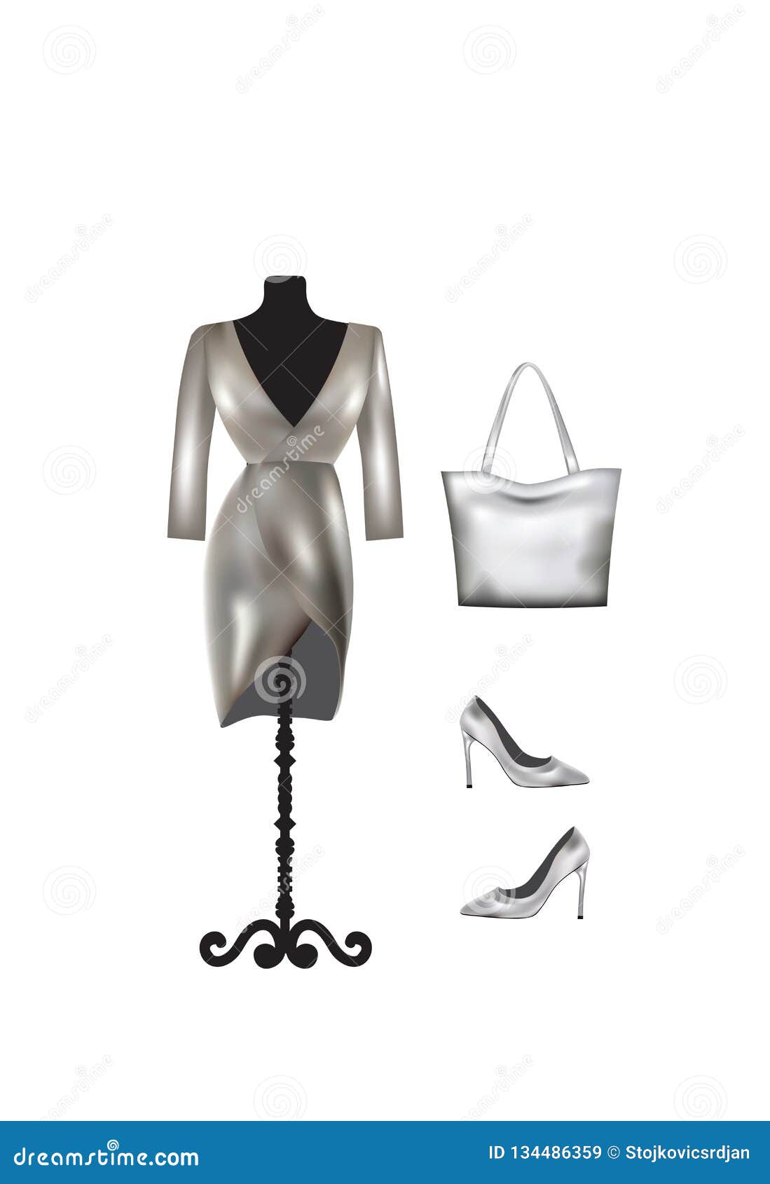 Piraat Heel Geniet Woman silver outfit set stock vector. Illustration of mannequin - 134486359