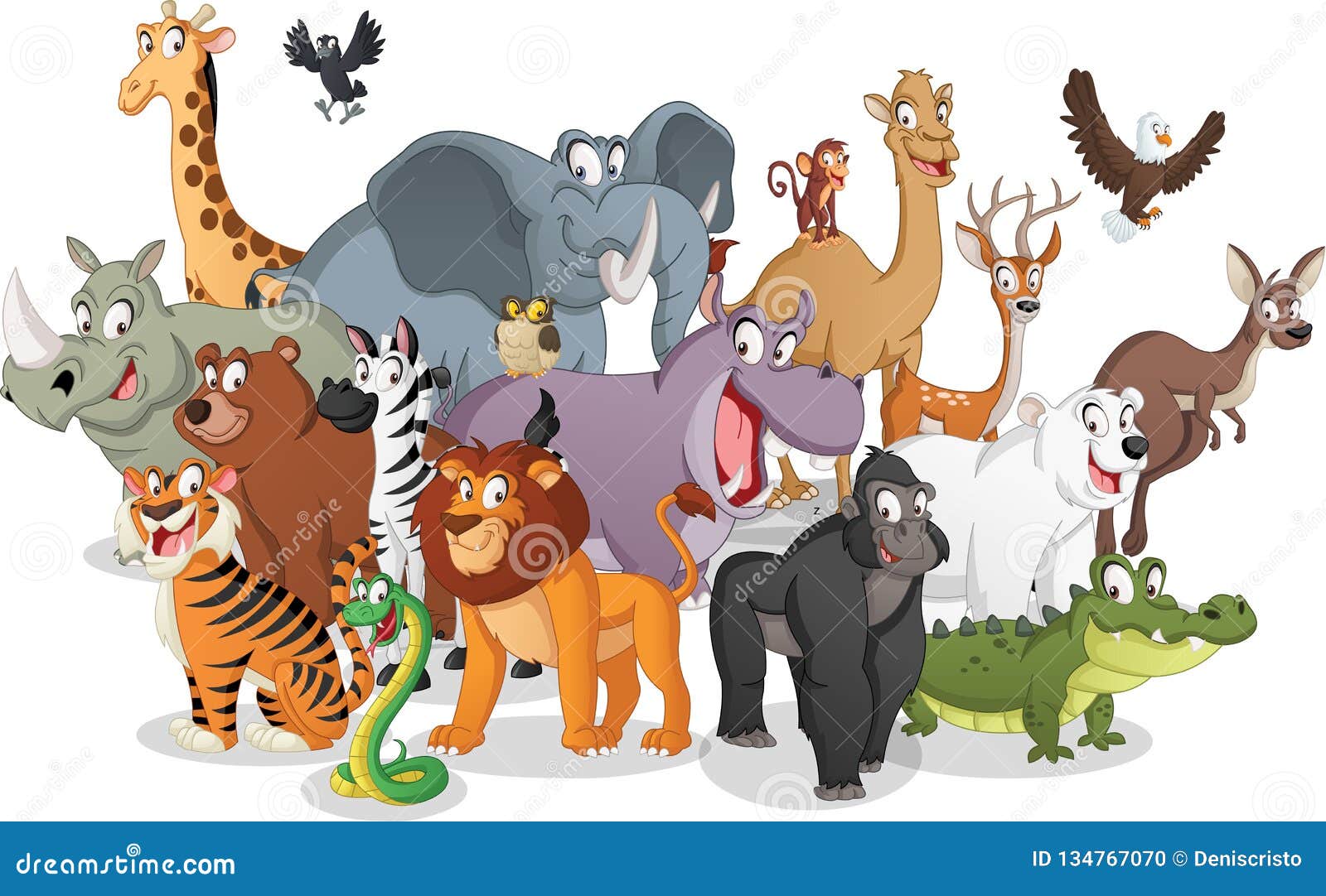 Group of Cartoon Animals. Vector Illustration of Funny Happy Animals Stock  Vector - Illustration of animals, hump: 134767070
