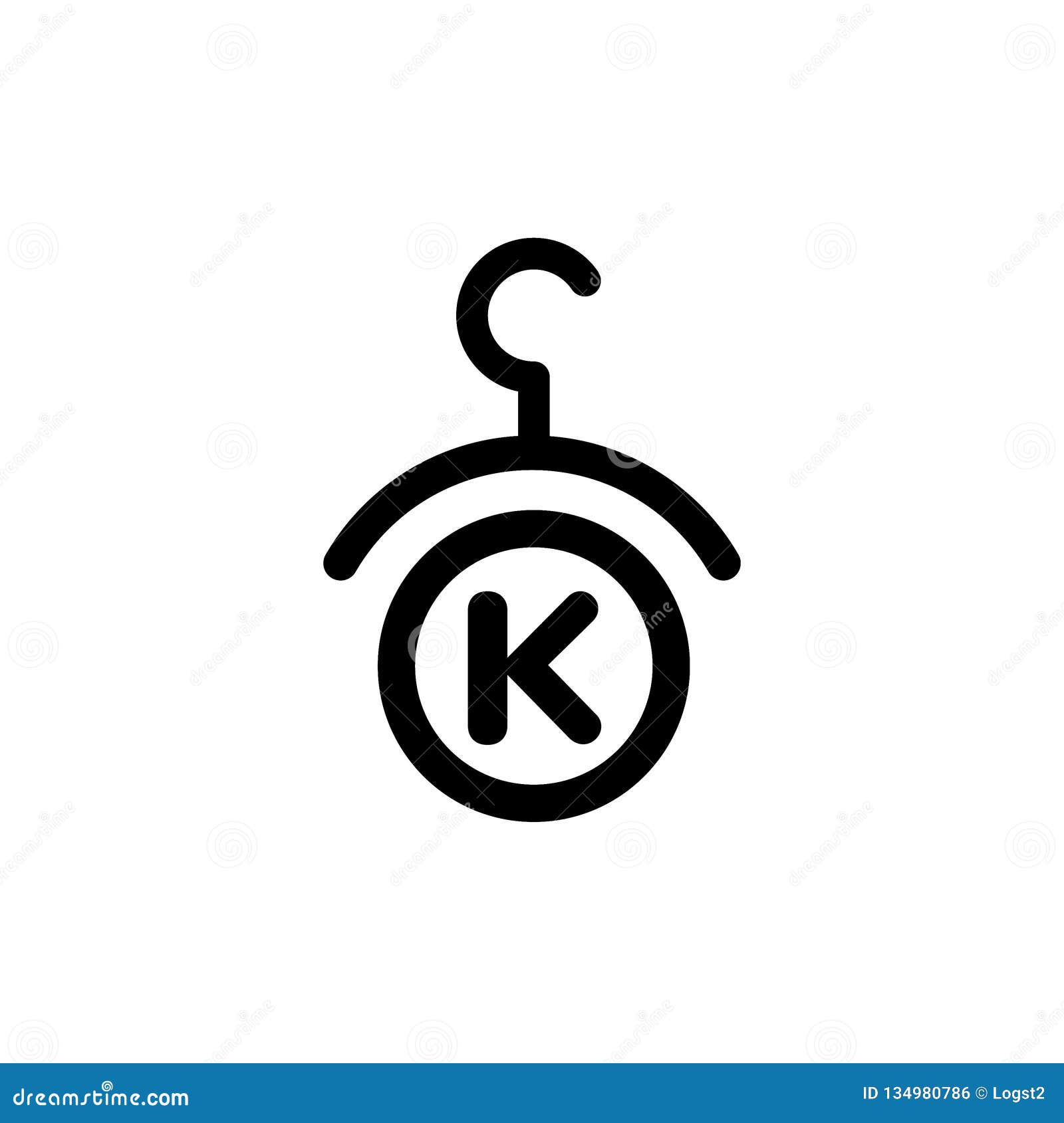 Fashion Vector Logo. Clothes Hanger Logo. Letter K Logo. Tailor Emblem