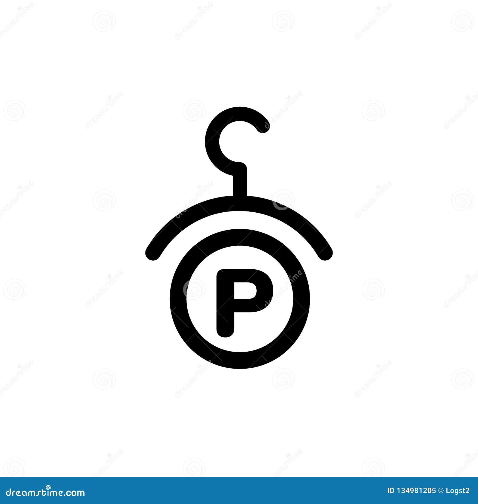 Fashion Vector Logo. Clothes Hanger Logo. Letter P Logo. Tailor Emblem