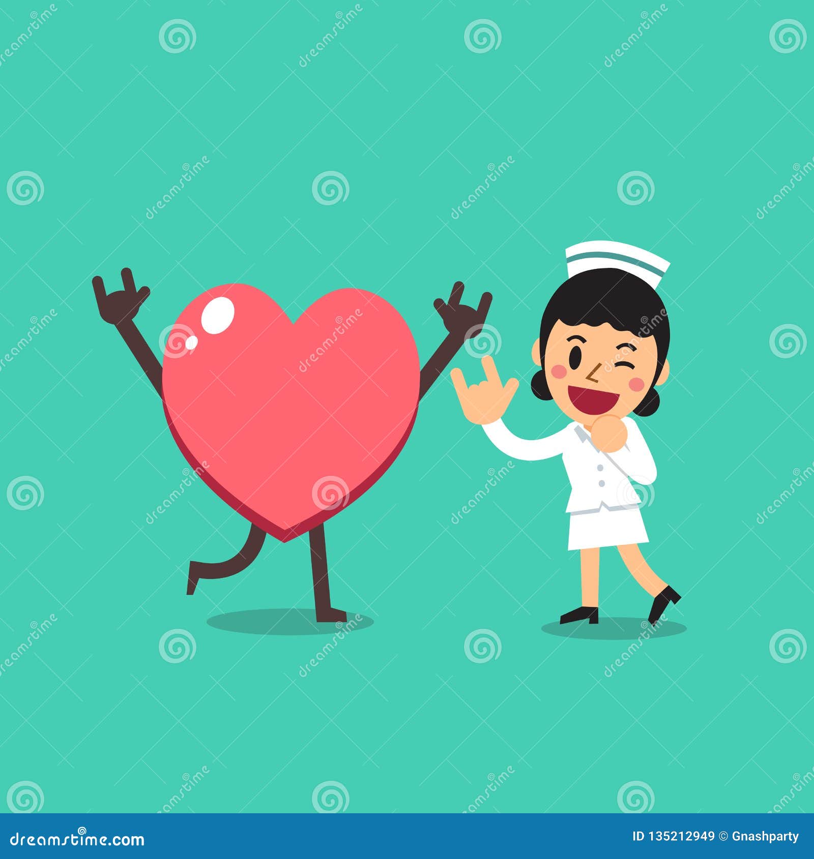 Vector Cartoon Character Female Nurse with Big Heart Stock Vector ...