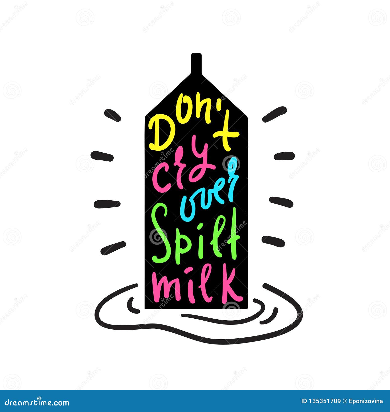 Don`t Cry Over Spilt Milk Inspire and Motivational Quote. English