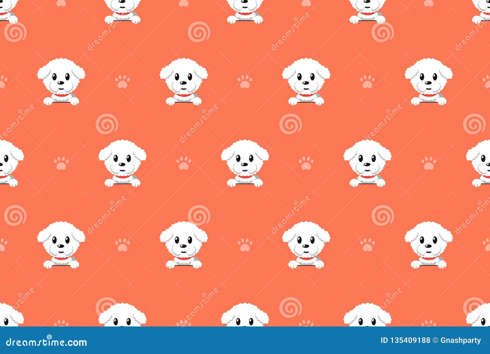  cartoon character bichon frise dog seamless pattern