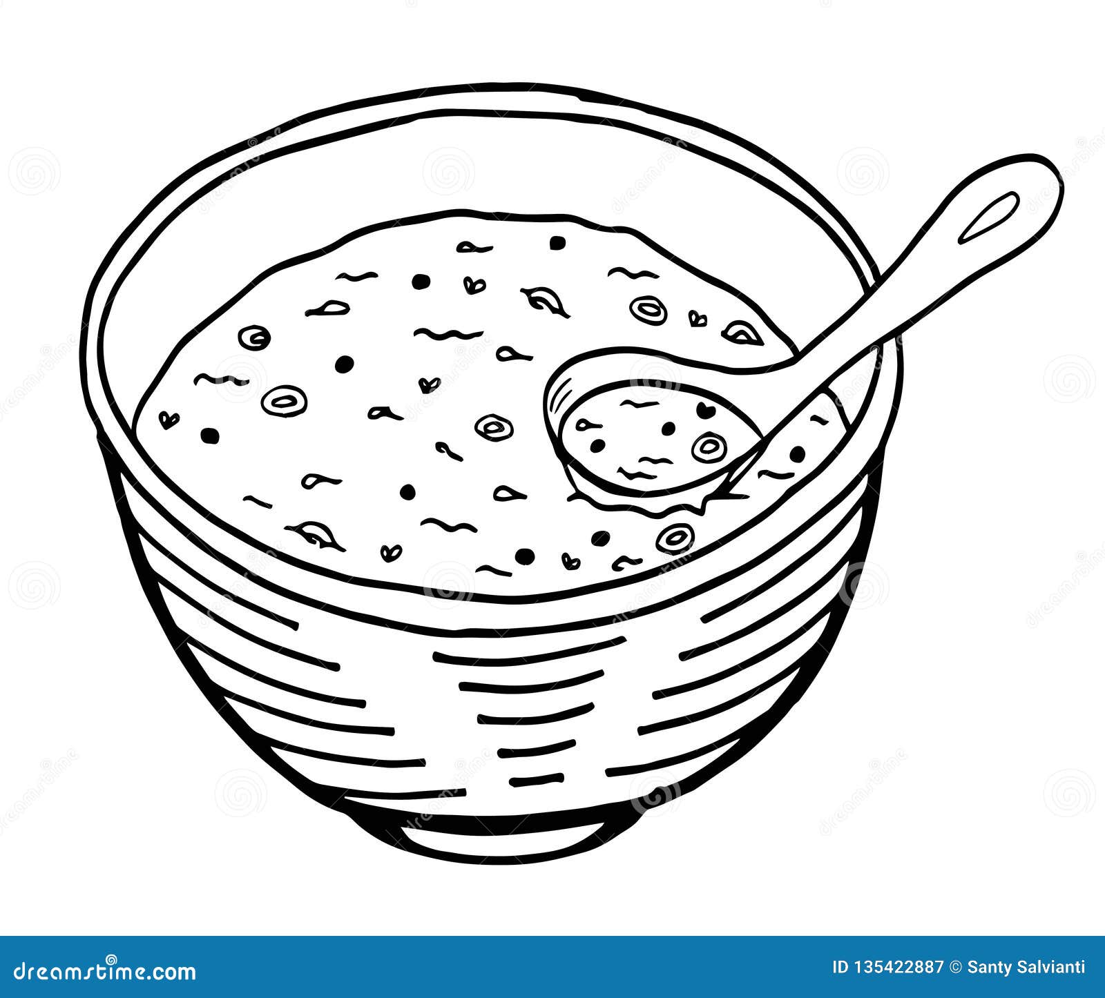 Simple Hand Drawn Doodle of a Bowl of Soup Stock Illustration
