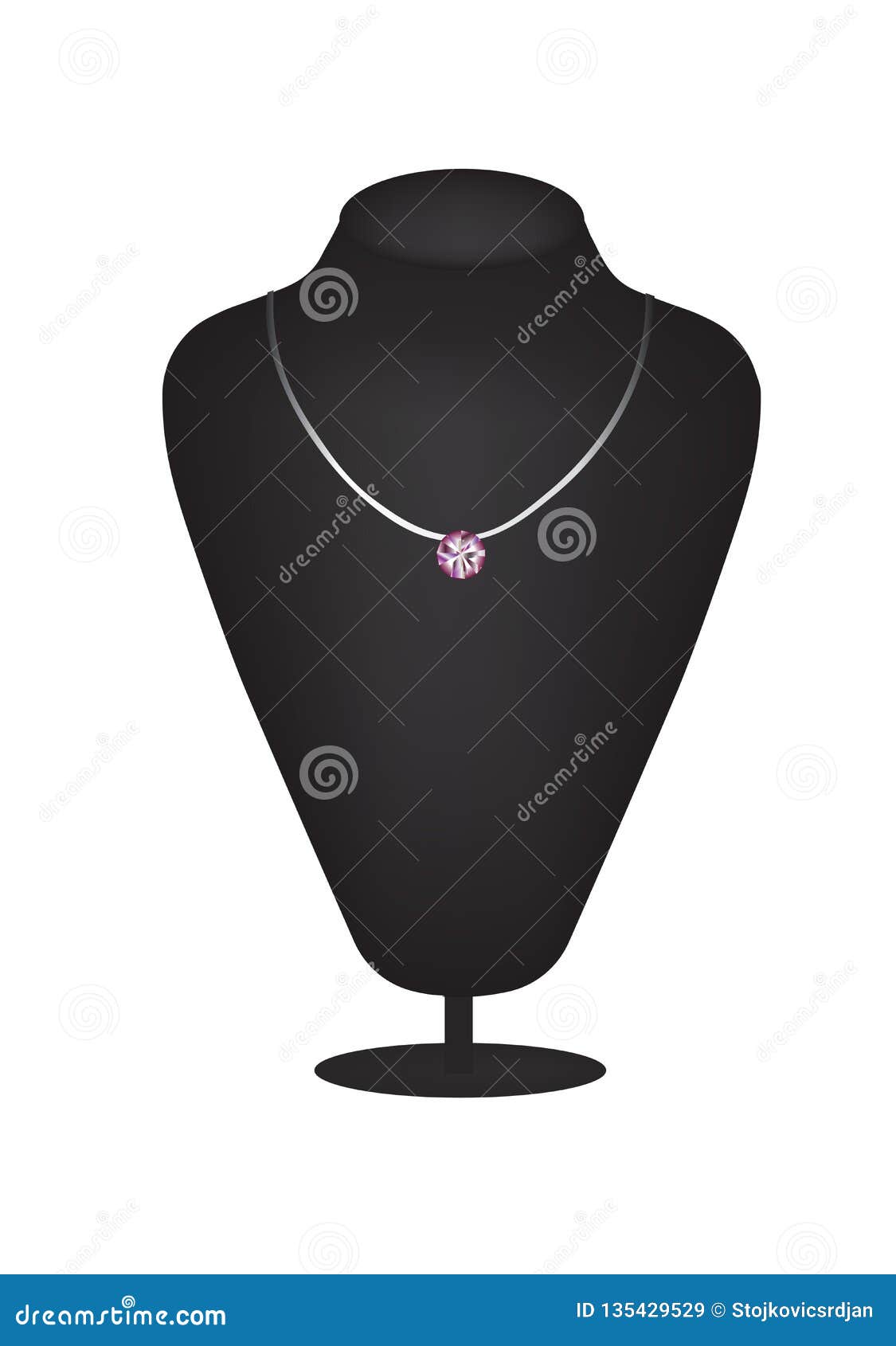 Mannequin Silhouette with Diamond Necklace Stock Vector Illustration
