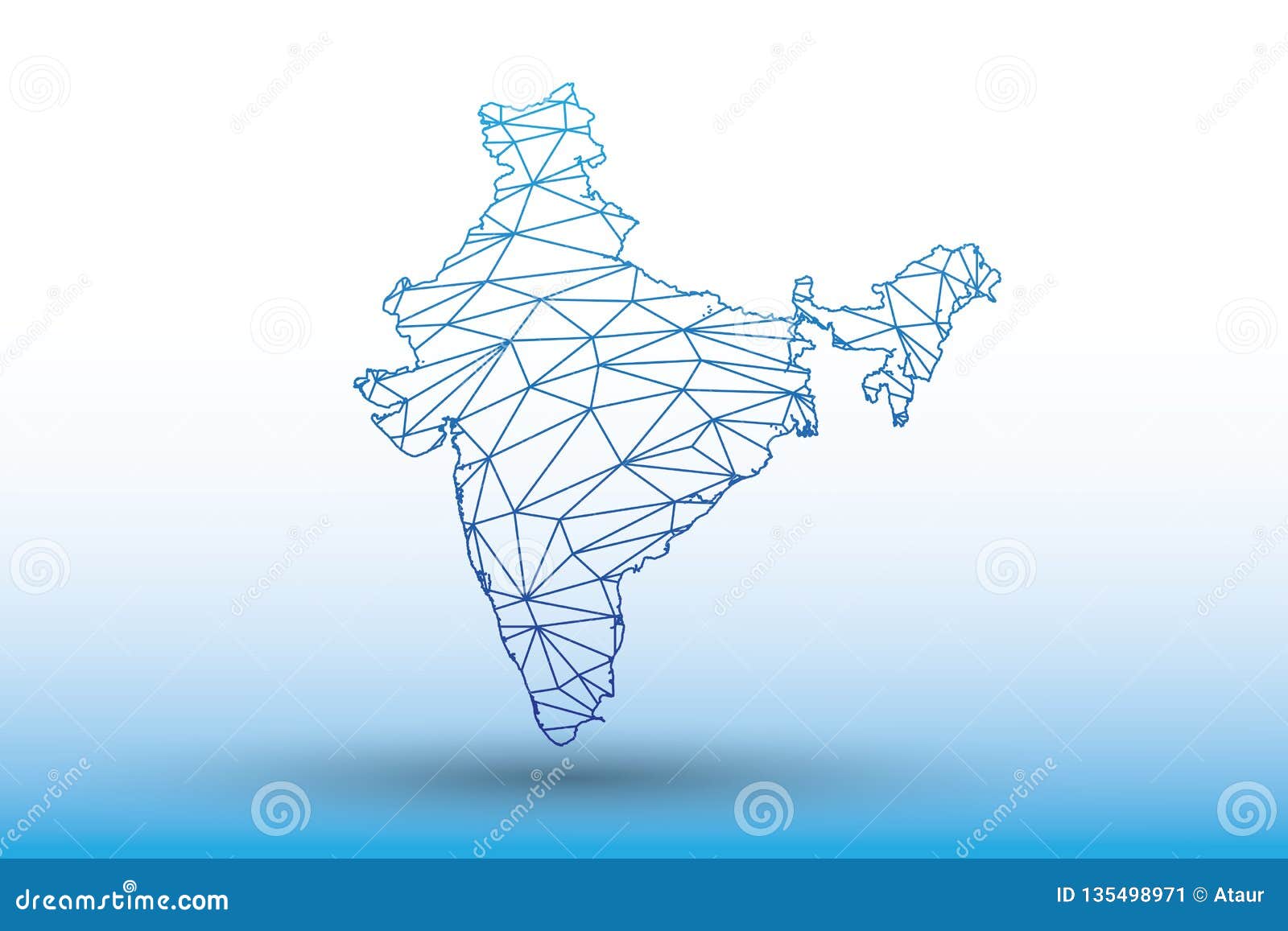 India Map Vector of Blue Color Geometric Connected Lines Using Triangles on  Light Background Illustration Meaning Network Stock Vector - Illustration  of concept, graphic: 135498971