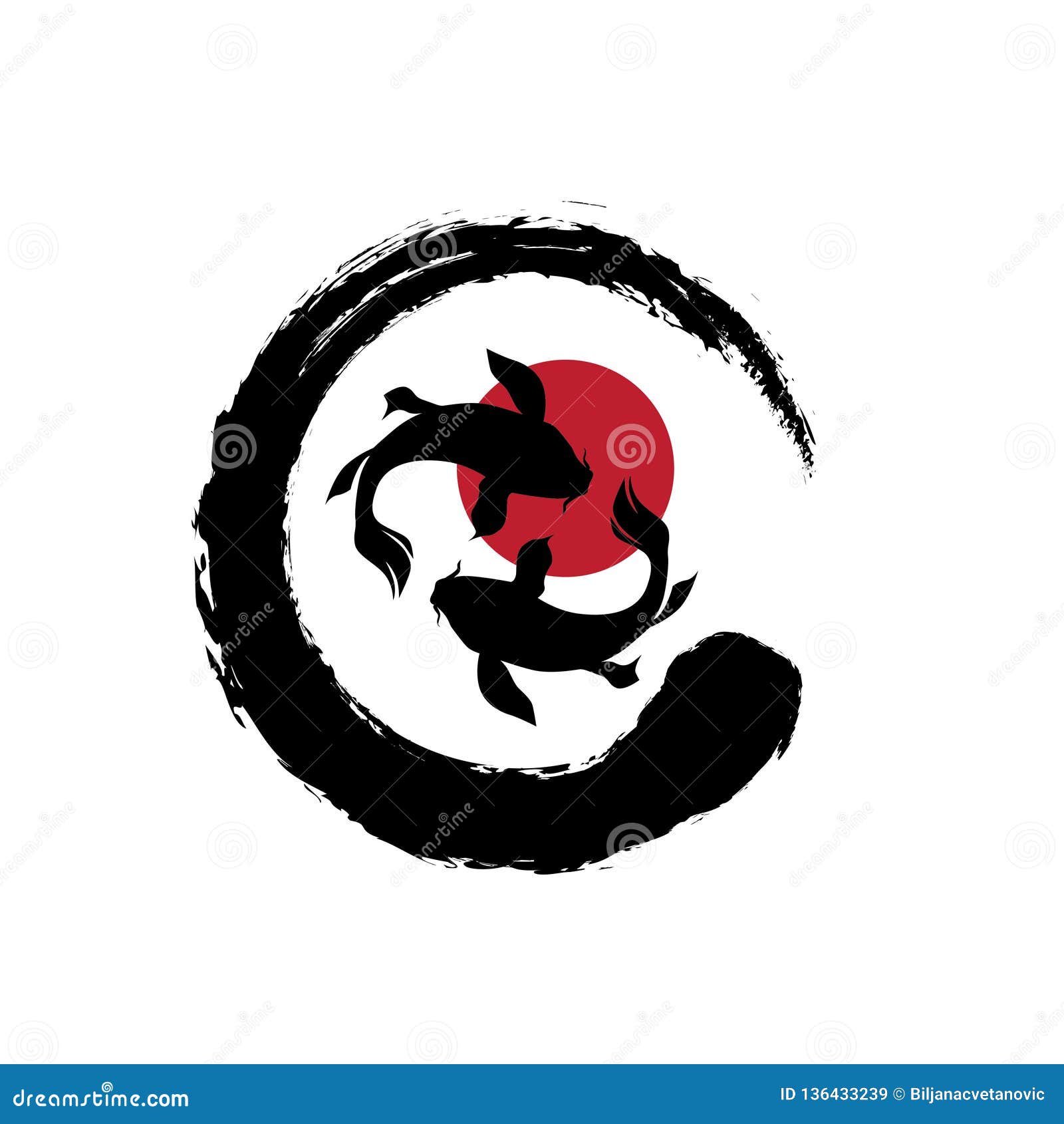 Zen Koi Fishes Stock Vector. Illustration Of Graphic - 136433239