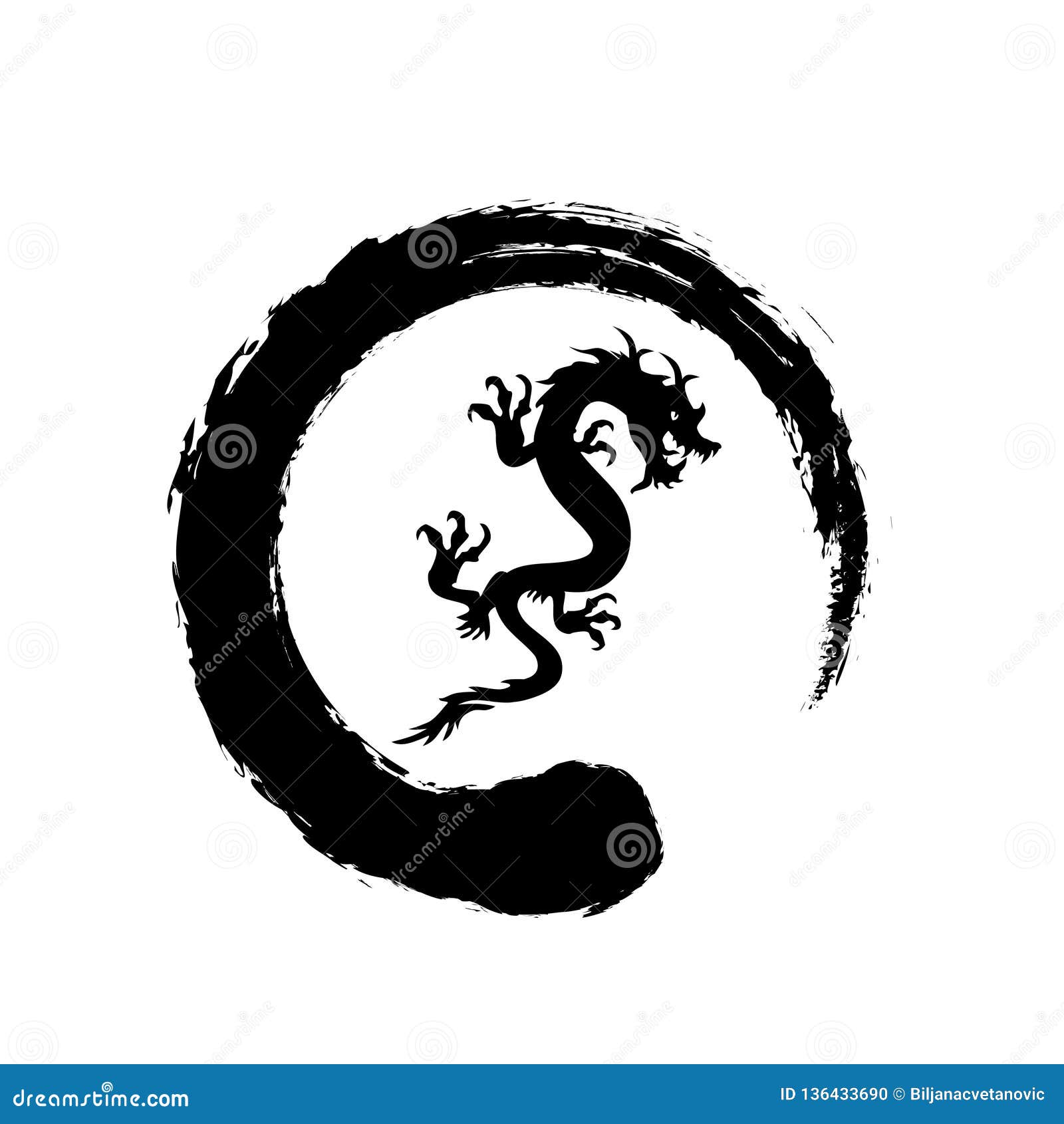Zen dragon stock vector. Illustration of animal, black 136433690