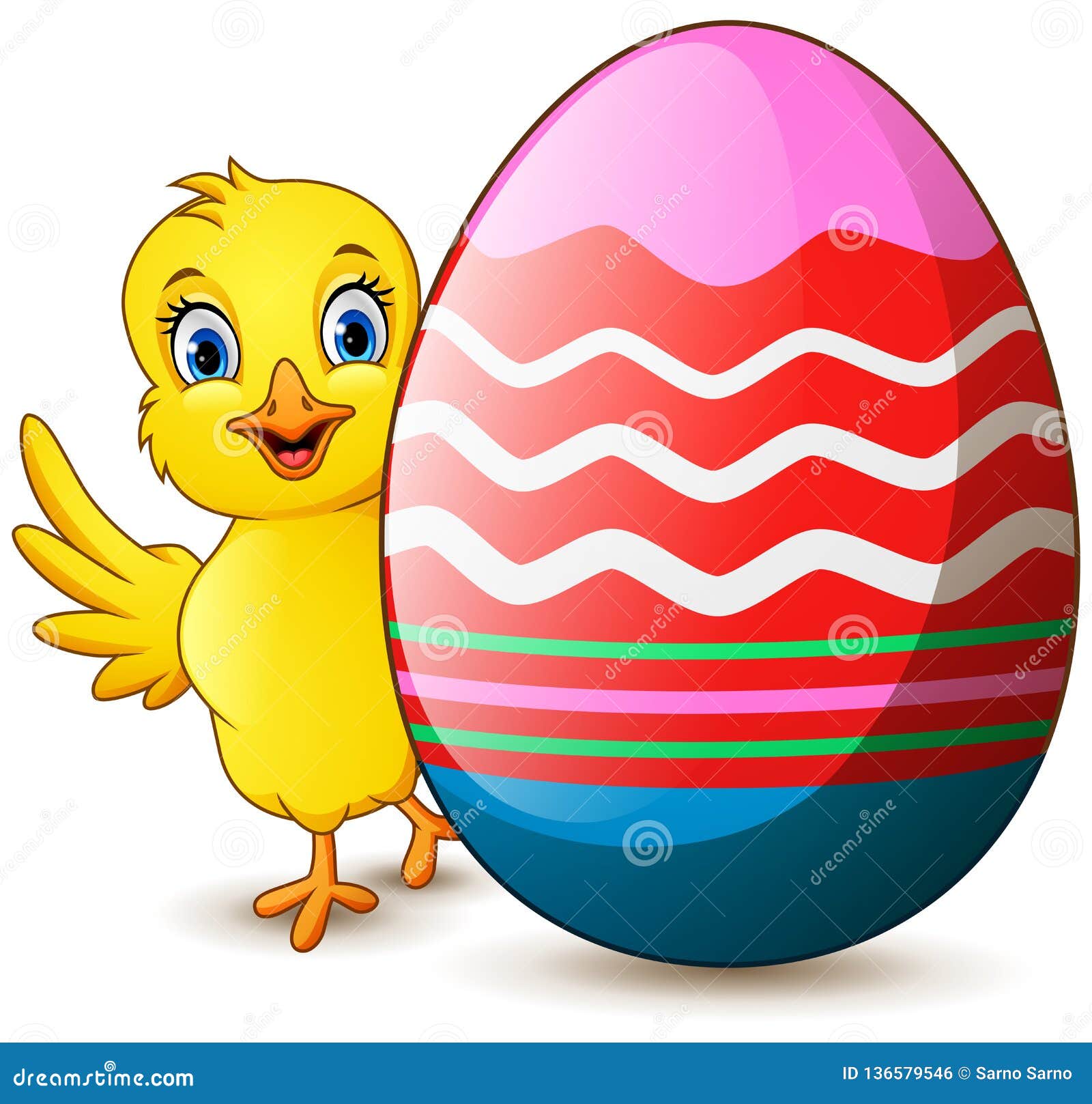 Cartoon Little Chick with Easter Egg Stock Vector Illustration of