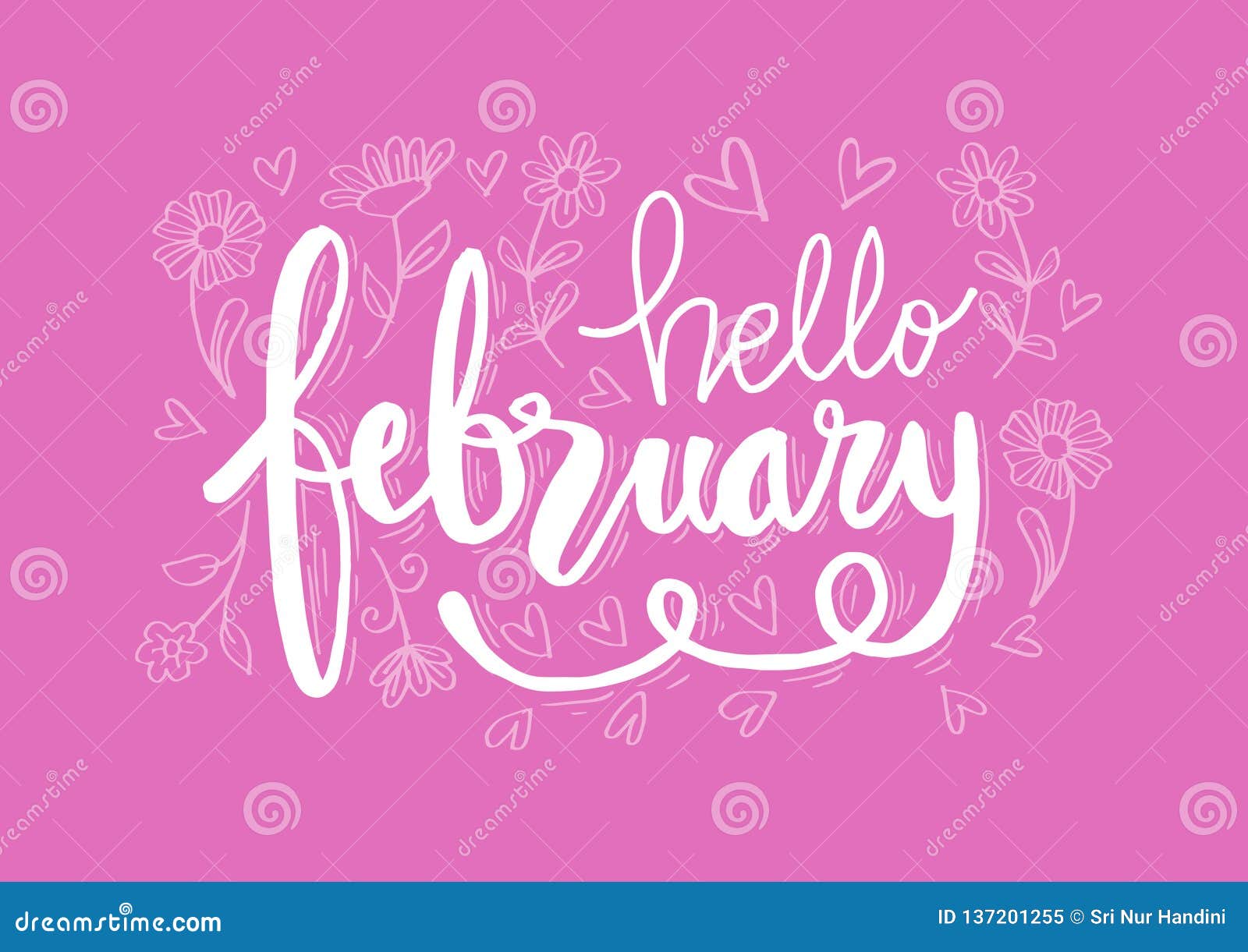 Hello February Hand Lettering Stock Illustration Illustration Of