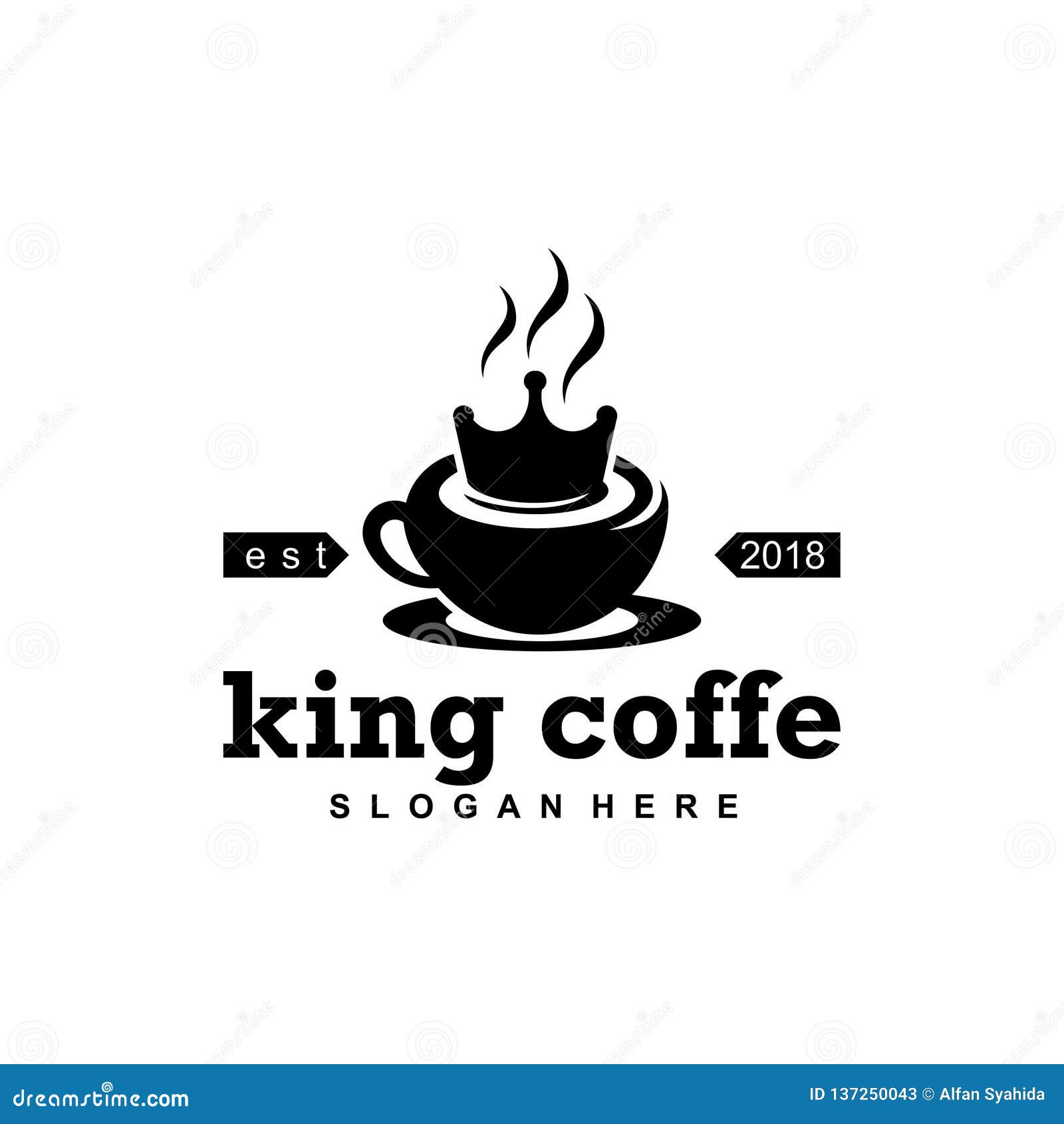 King Coffee Logo,coffee Shop Logo Design Template Stock Illustration