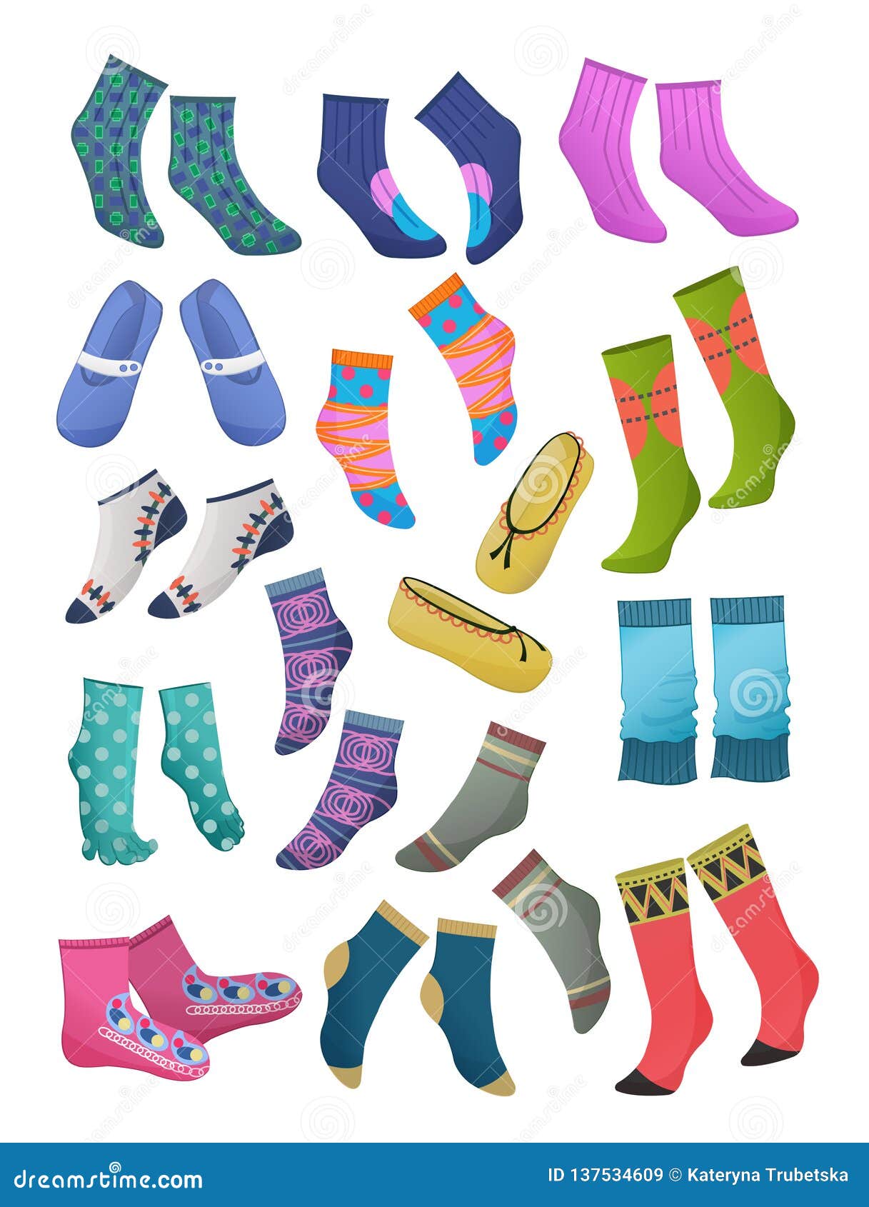 Set of women`s socks stock vector. Illustration of blue - 137534609