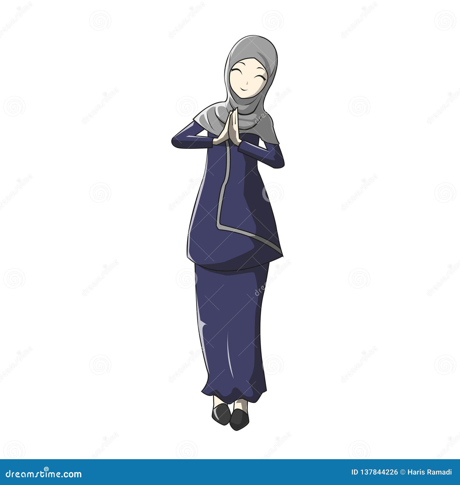 Cartoon Hijab Muslimah Vector Blue Color Stock Vector - Illustration of  cartoon, islamic: 137844226