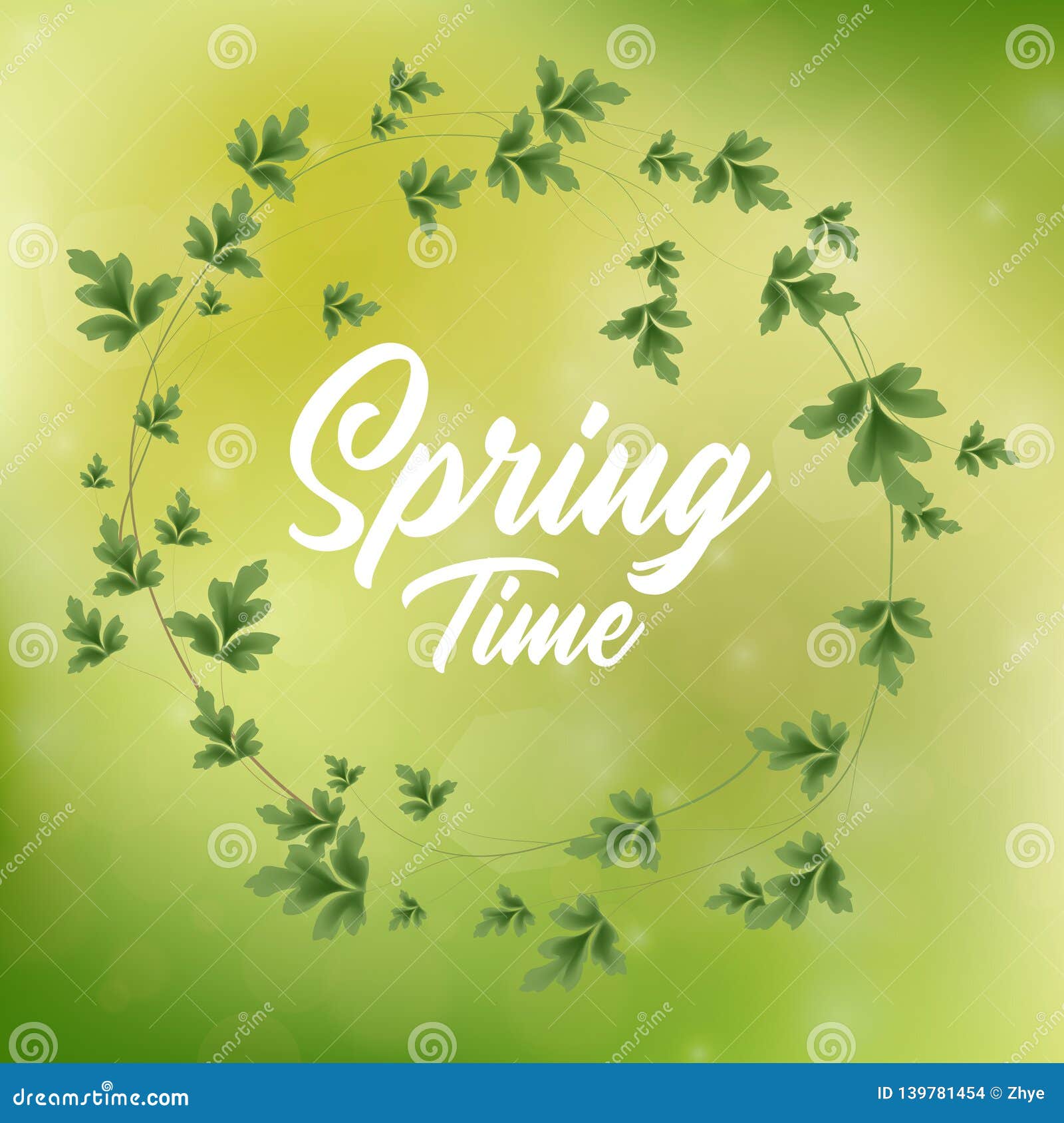 Romantic Floral Wreath with Quote Spring Time Stock Vector